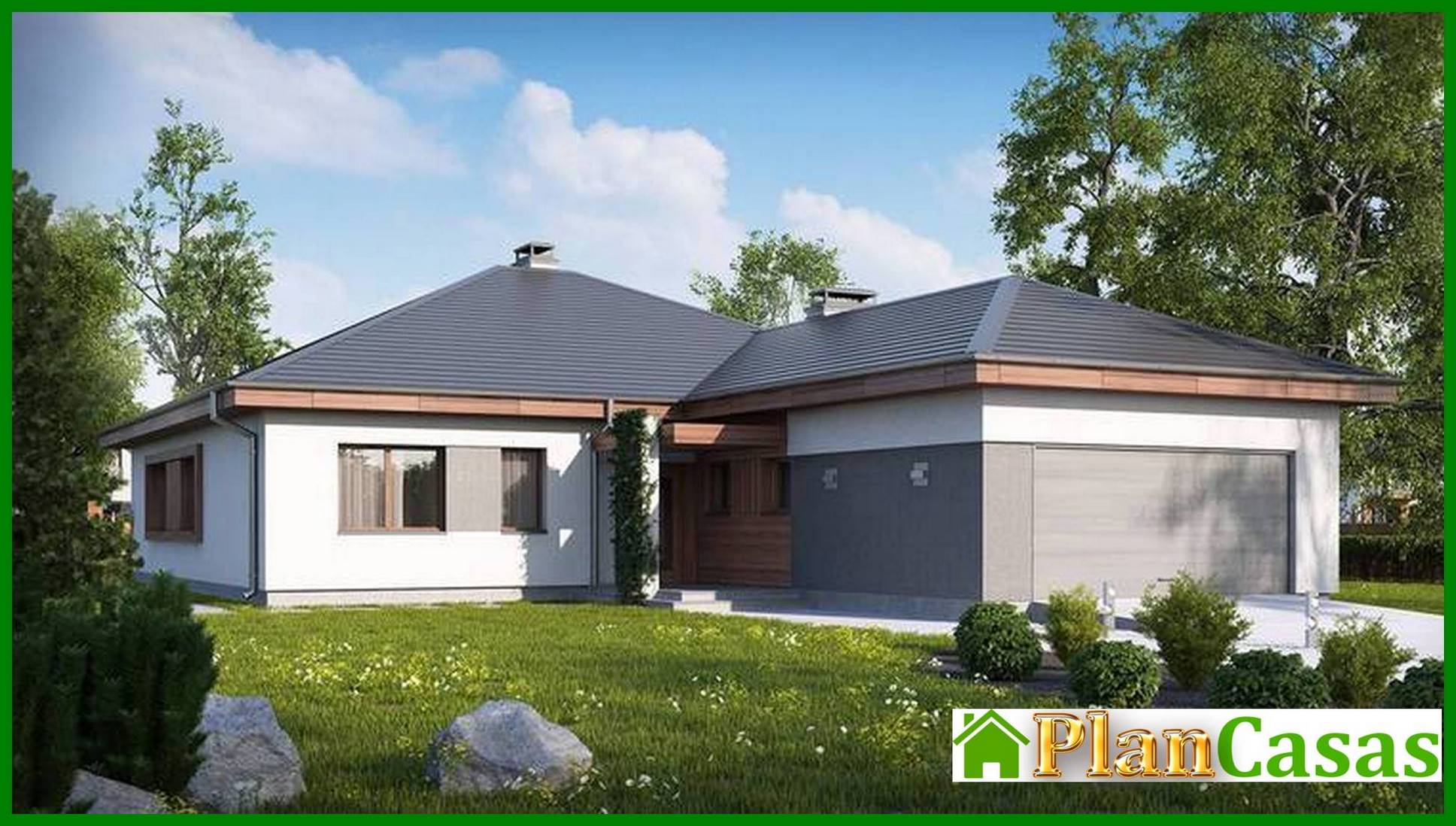 Visualization gallery - Single-storey cottage project with frontal garage