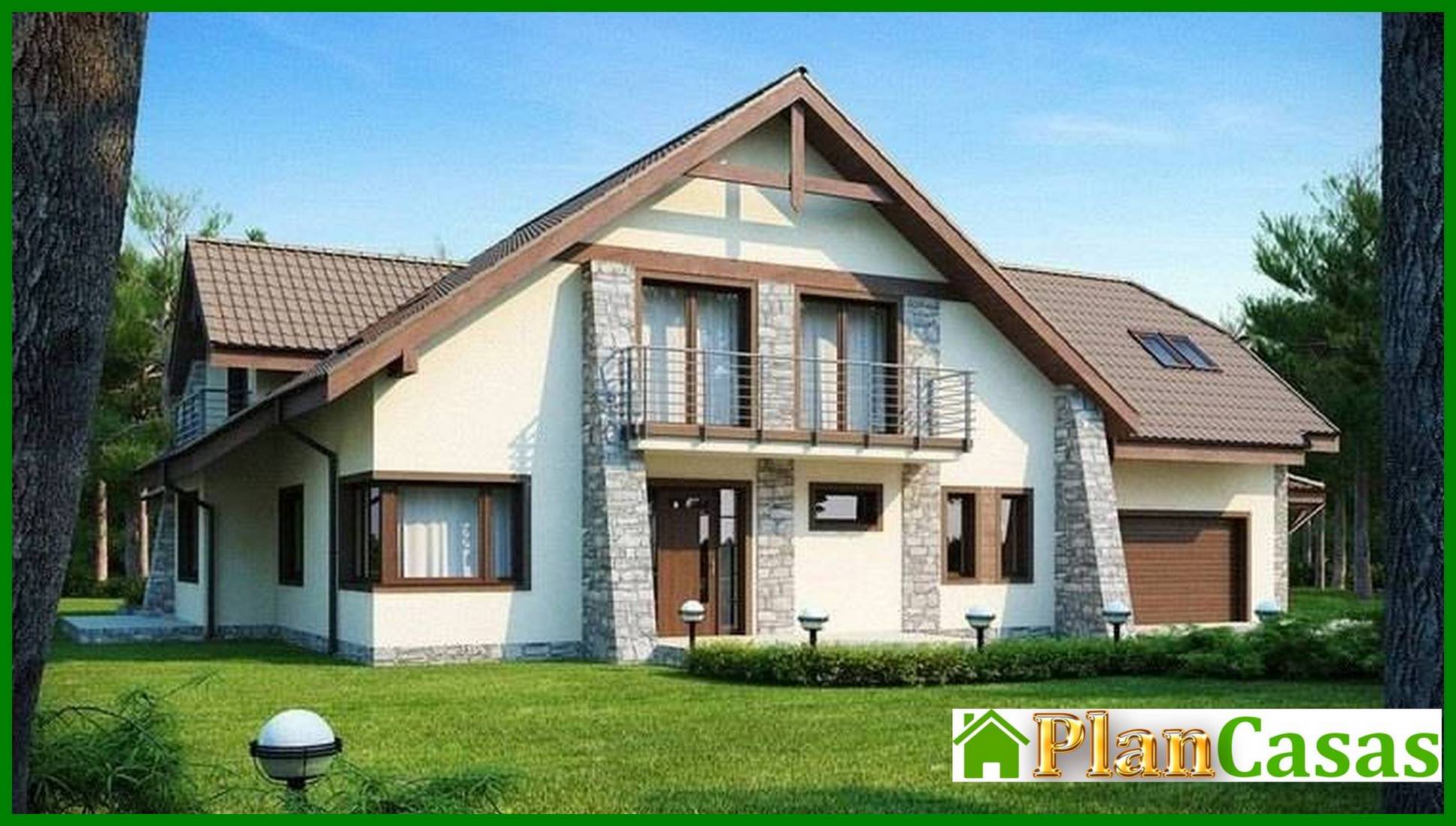 The project of an elite mansion with a garage for two cars house plan