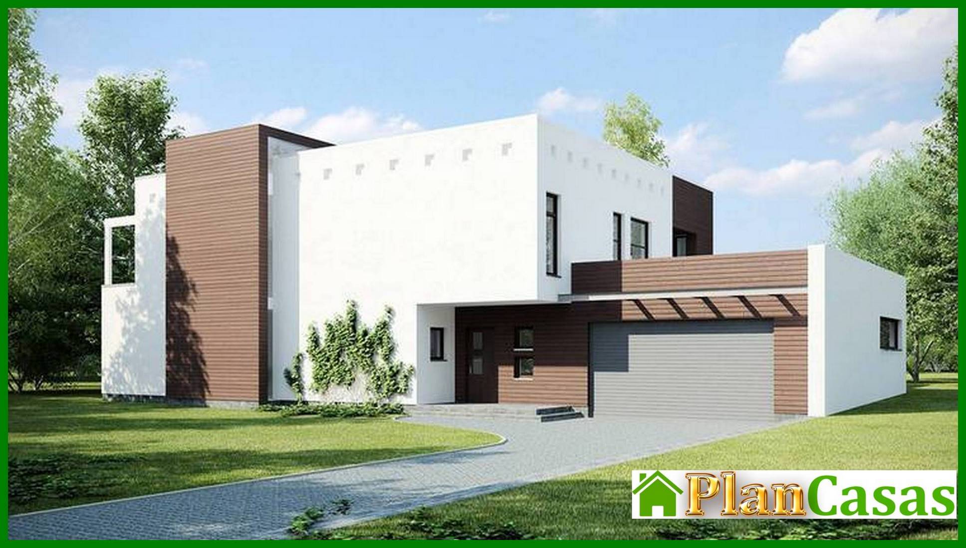 Visualization gallery - Design of a modern cottage with a spacious terrace above the garage