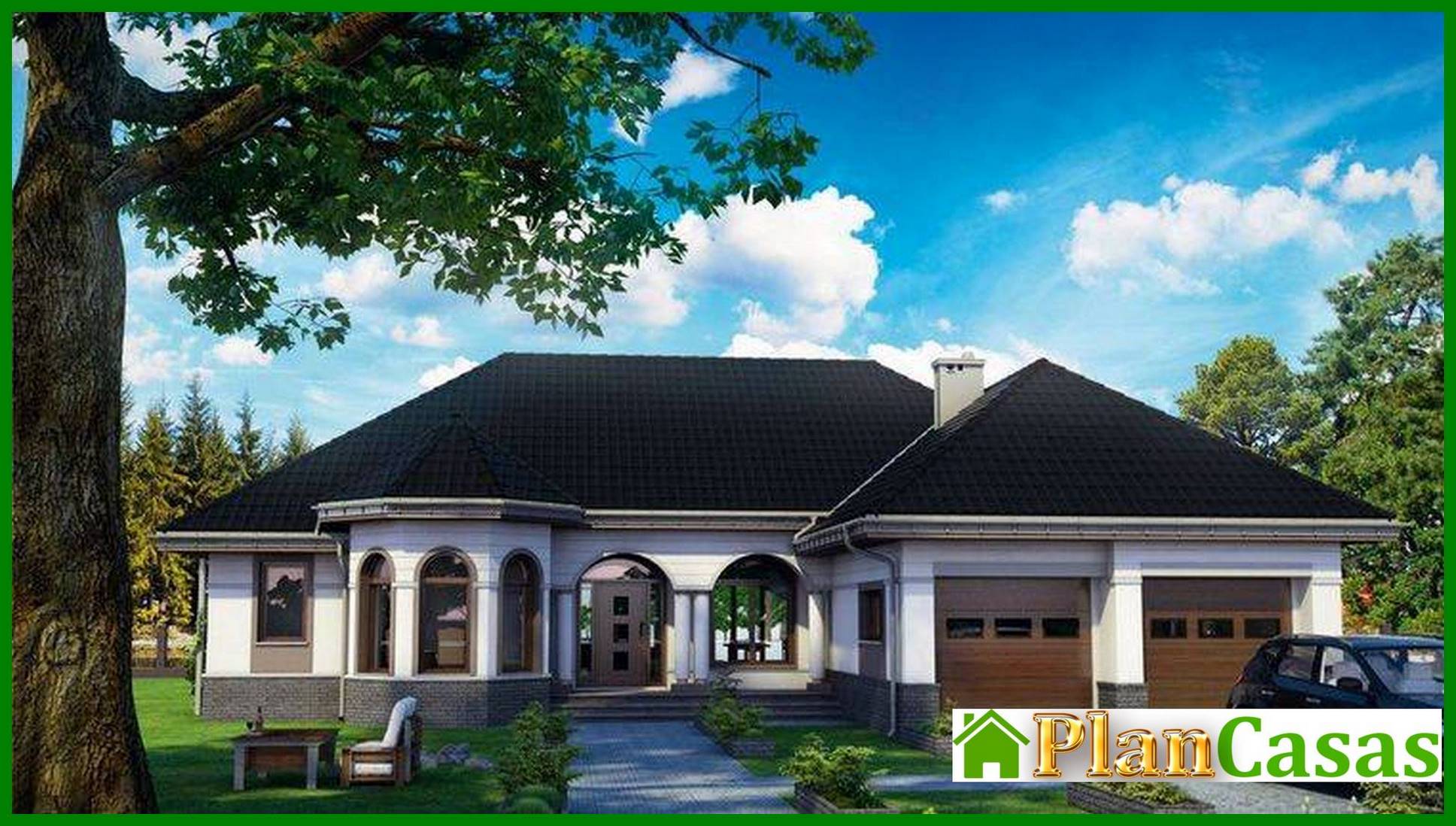 Beautiful one-story house with an interesting facade house plan