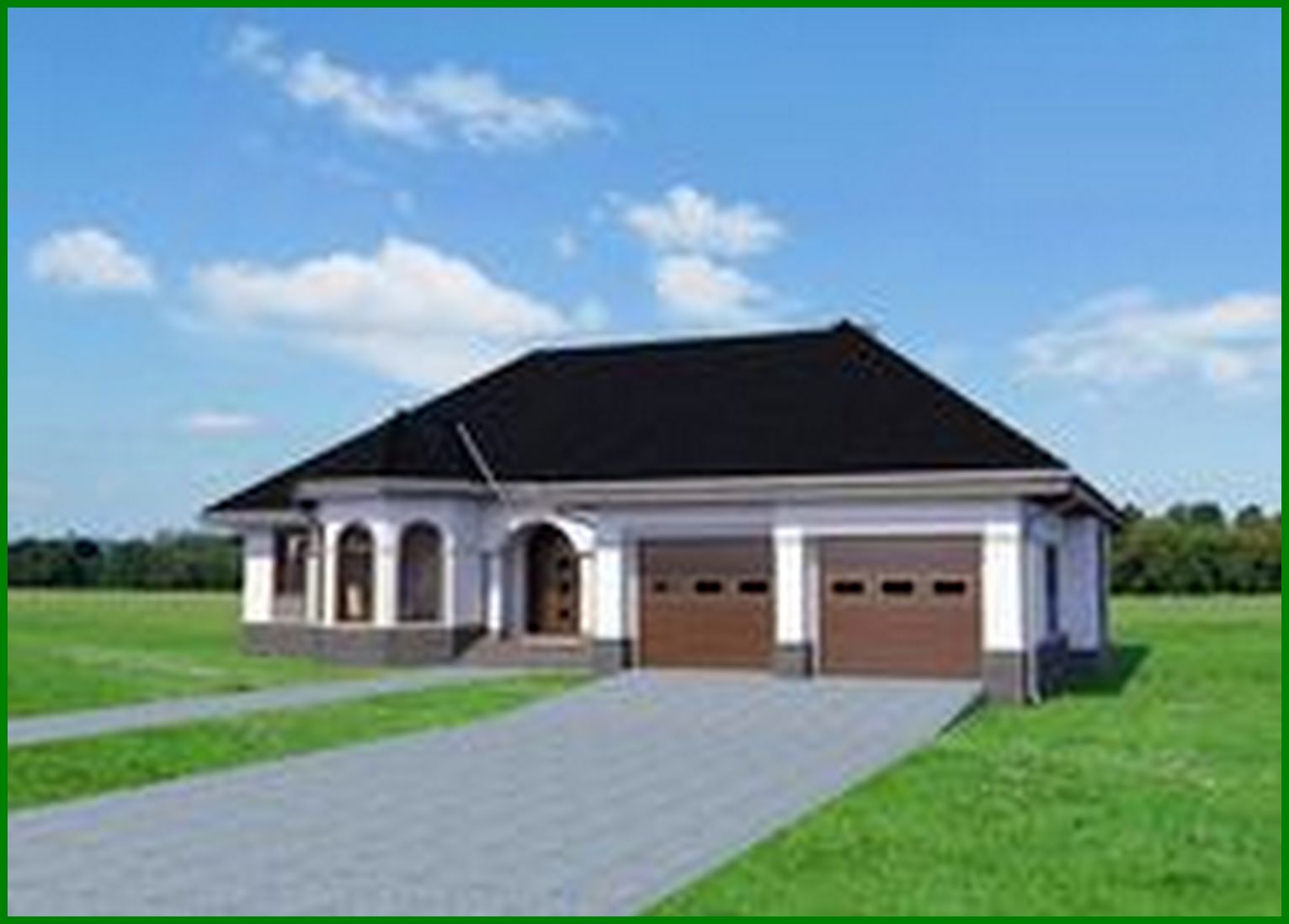 Visualization gallery - Beautiful one-story house with an interesting facade