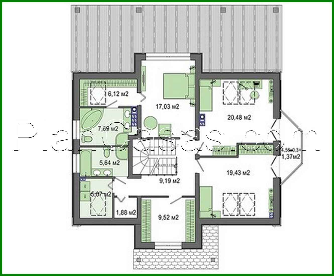Visualization gallery - The project of a chic country house with a bay window and beautiful balconies