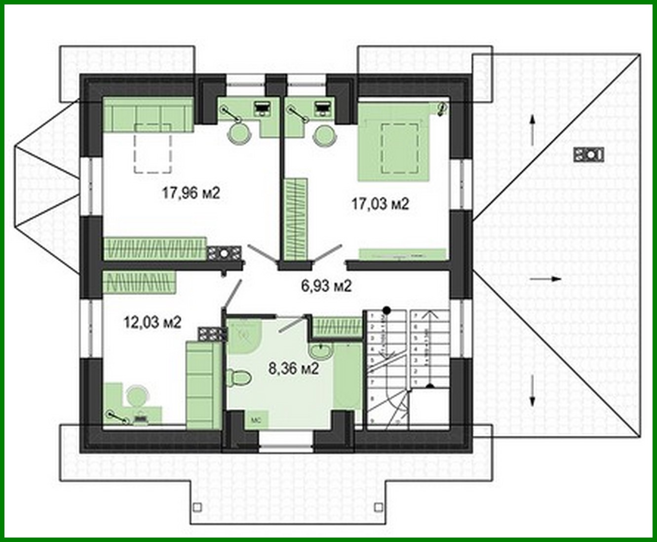 Visualization gallery - Amazing two-story house with bay window and built-in garage