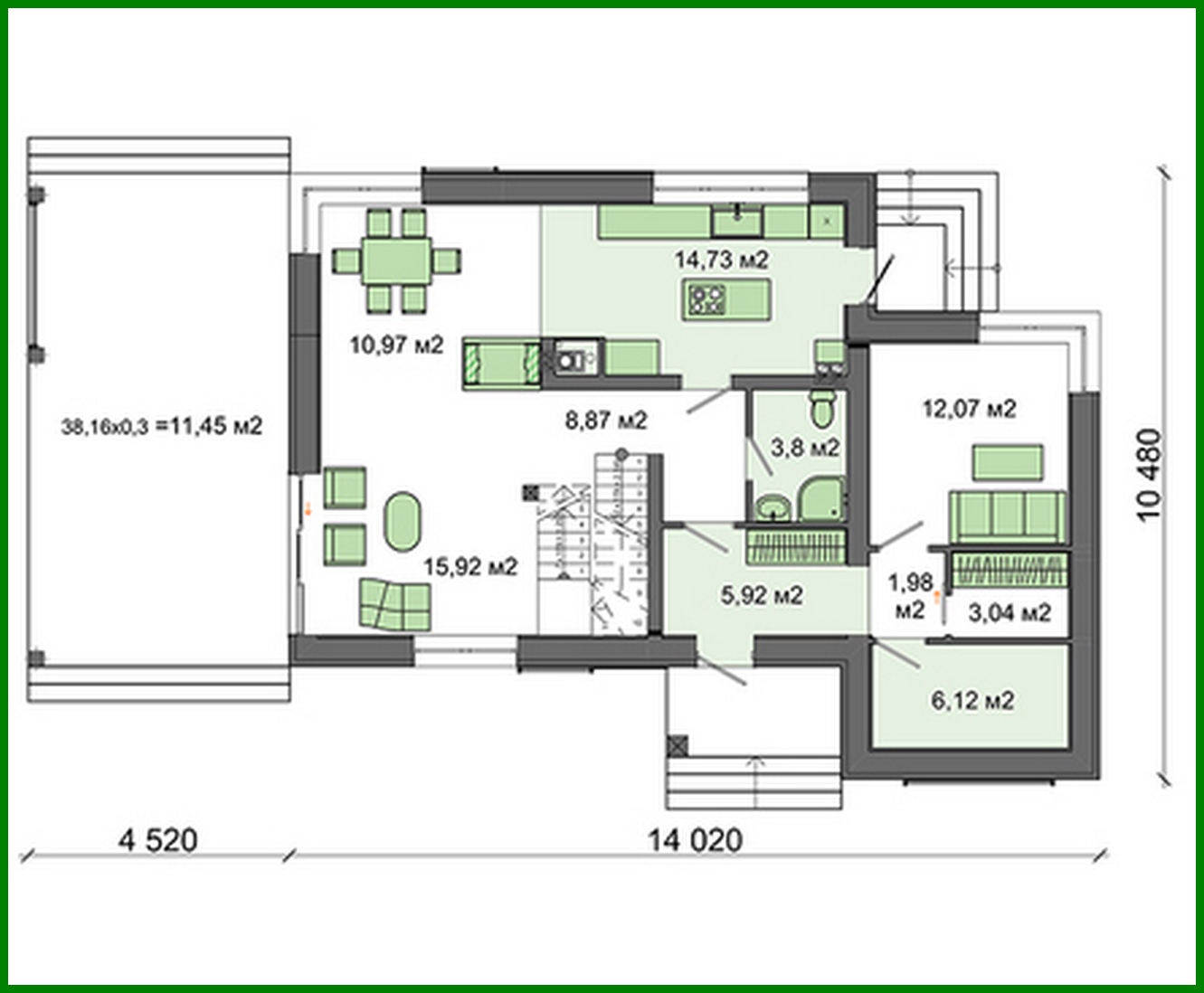 Visualization gallery - The project of a cozy two-story house with spacious verandas and terraces