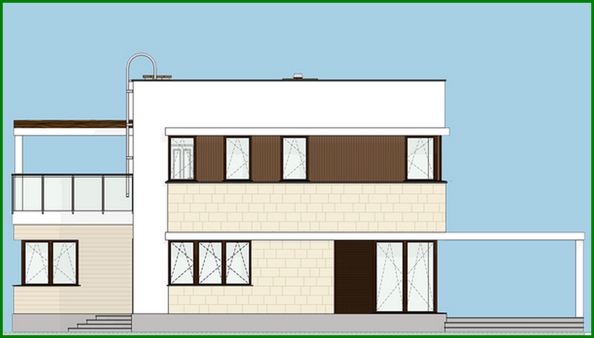 Visualization gallery - The project of a cozy two-story house with spacious verandas and terraces