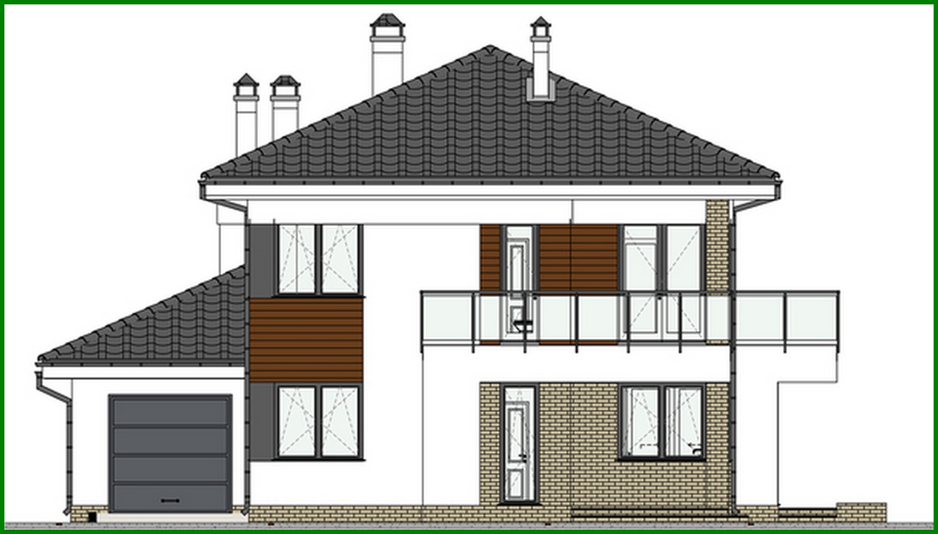 Visualization gallery - Project of a stylish two-story residential building with a beautiful balcony