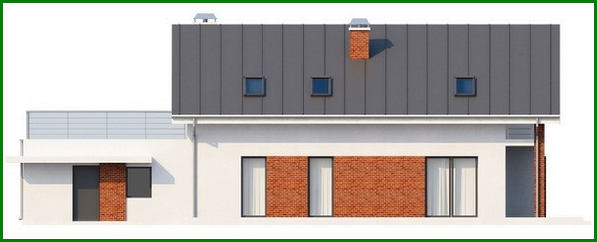 Visualization gallery - Cottage project with built-in garage and 2 bedrooms