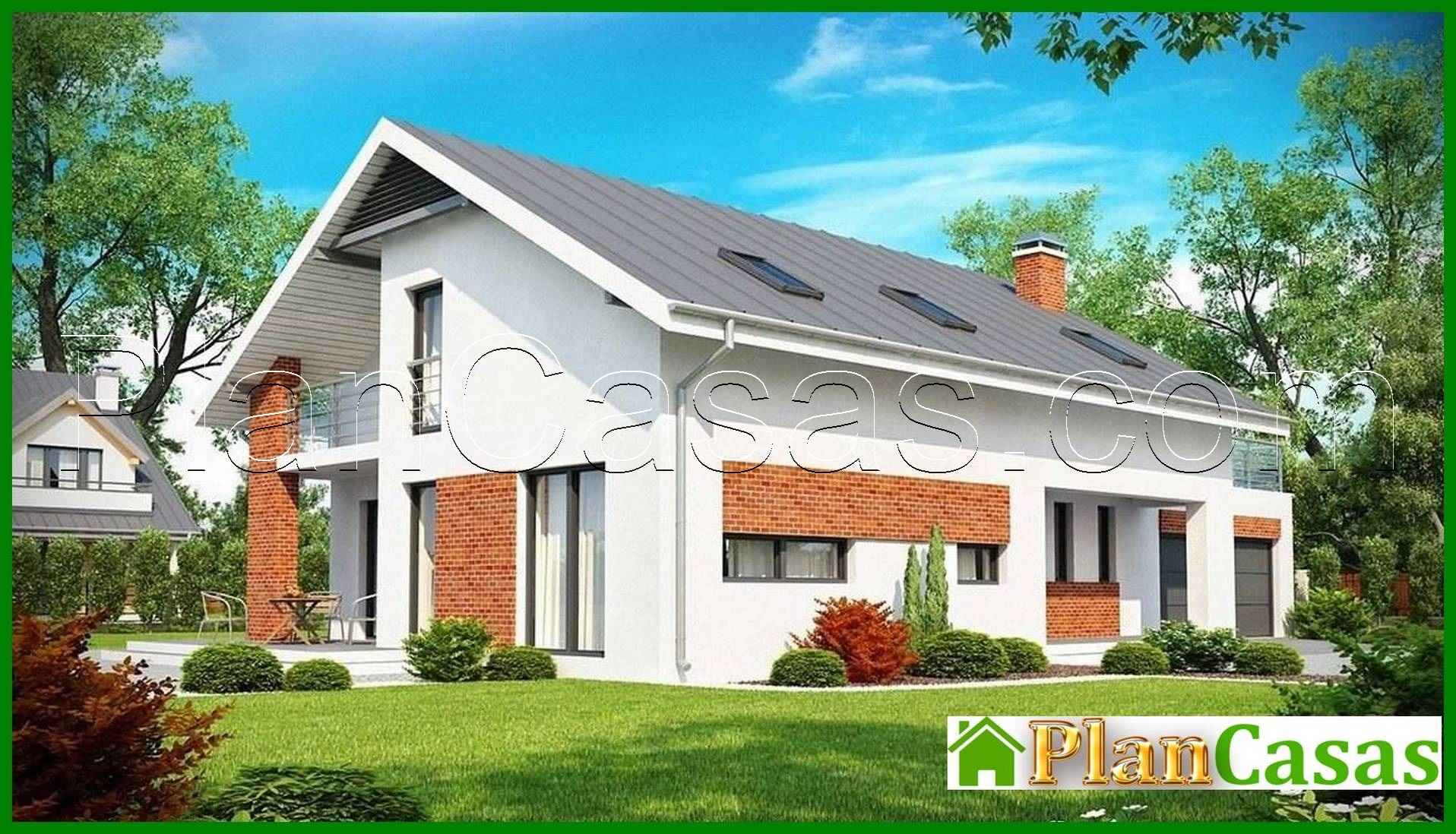 Cottage project with built-in garage and 2 bedrooms house plan