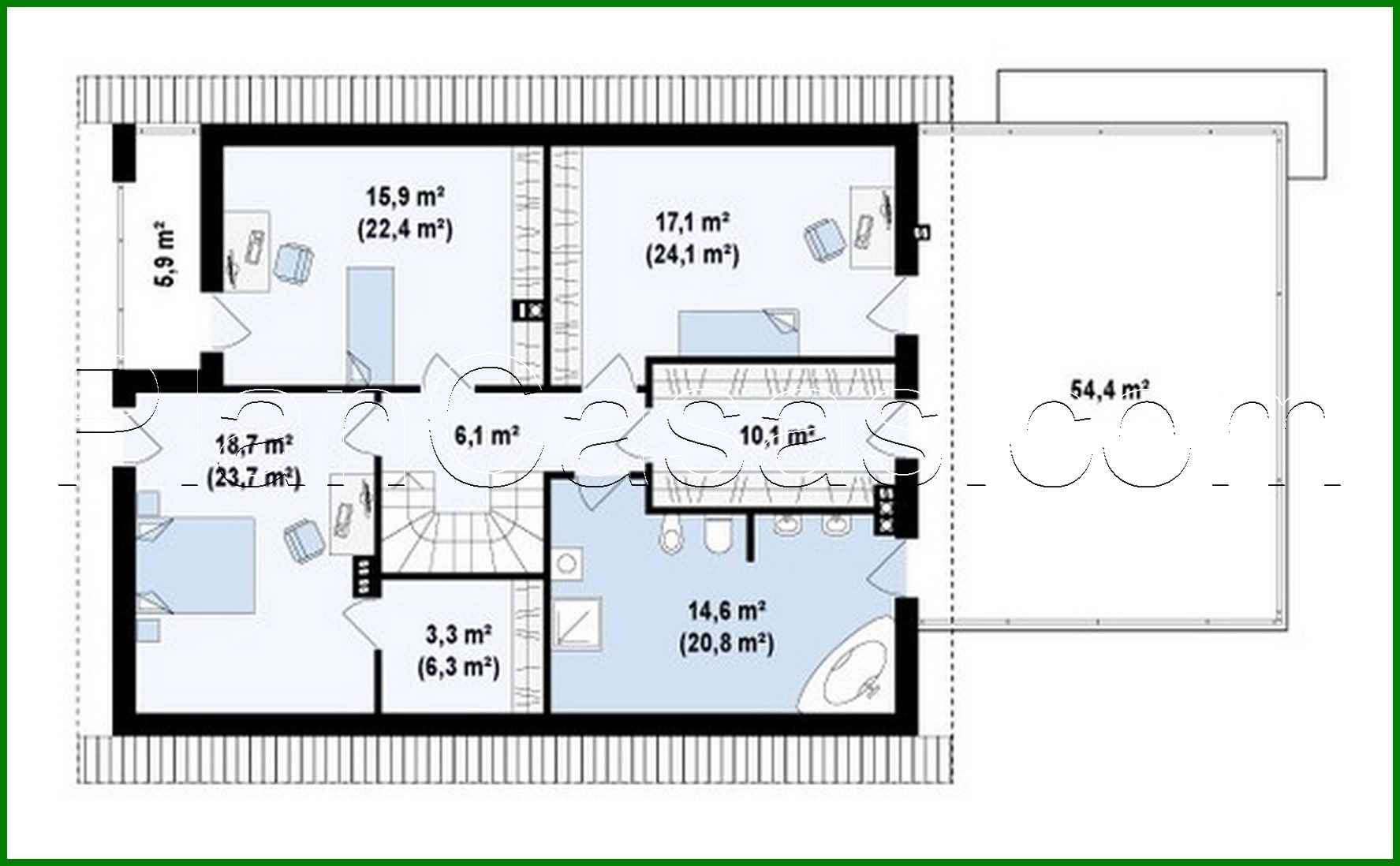 Visualization gallery - Cottage project with built-in garage and 2 bedrooms