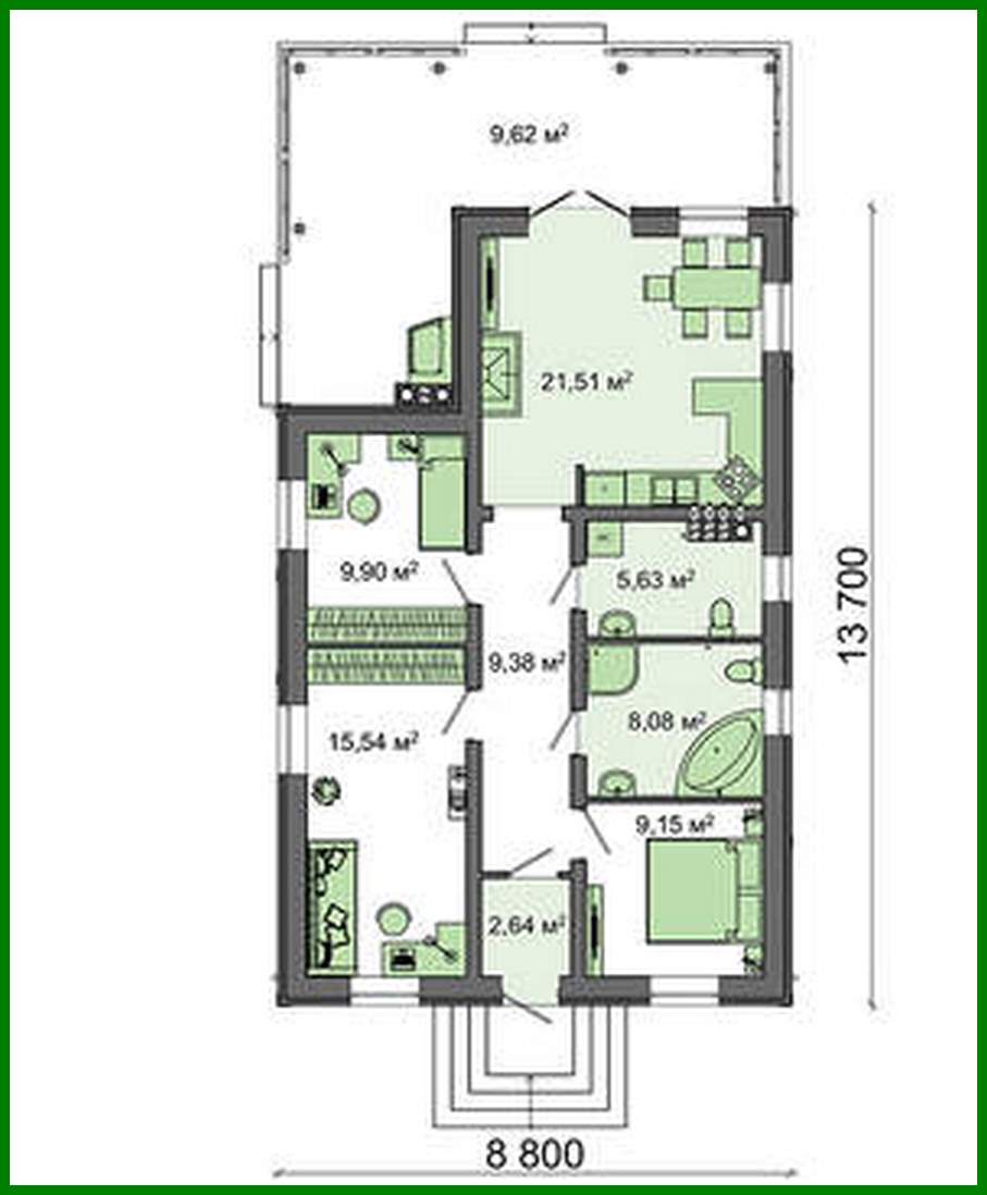 Visualization gallery - The project of a magnificent one-story house with a fireplace and barbecue