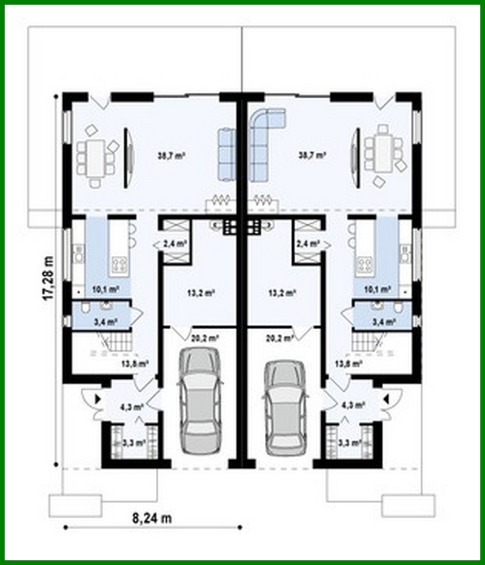 Visualization gallery - Modern stylish two-family house with spacious balconies on the second floor