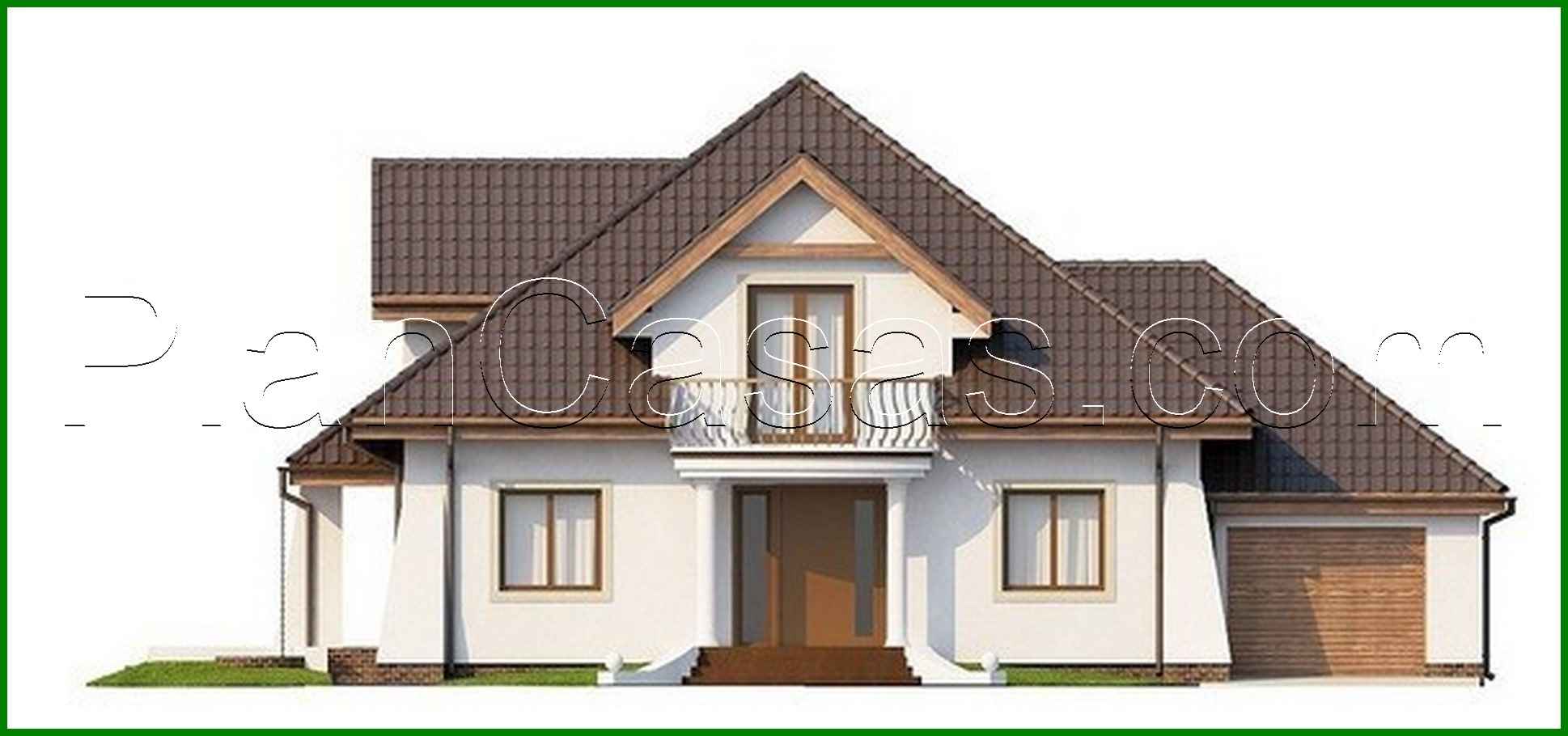 Visualization gallery - Project of a classic house with an attic and a balcony