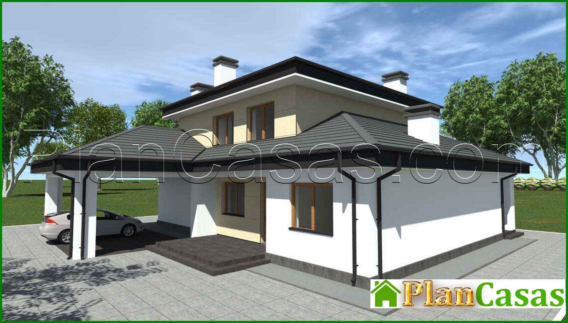 Visualization gallery - The project of a two-story house for a large family with an area of 188 square meters with four bedrooms