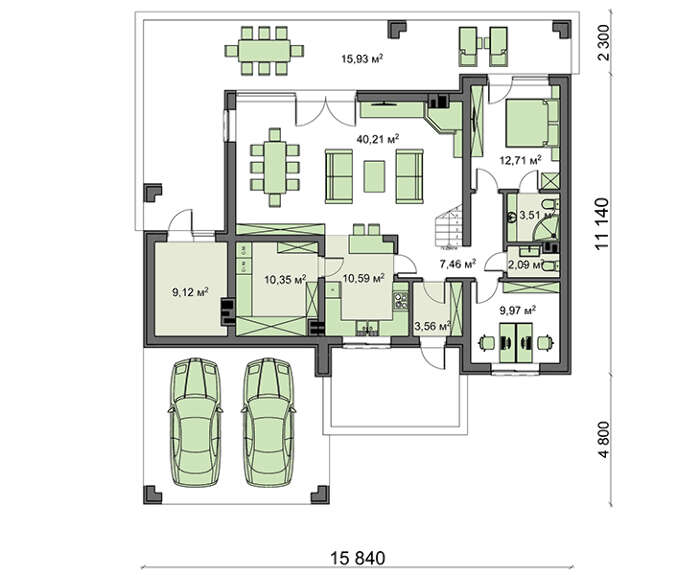 Visualization gallery - The project of a two-story house for a large family with an area of 188 square meters with four bedrooms