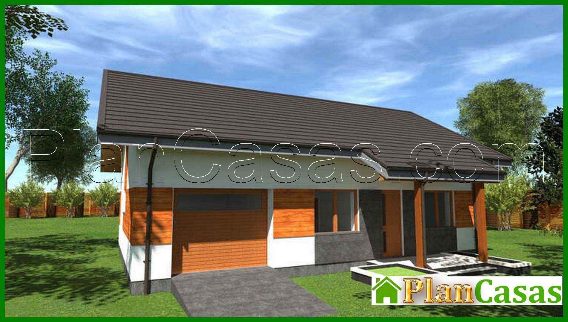 Visualization gallery - The project of a single-storey house in the European style with an area of 98 square meters with garage