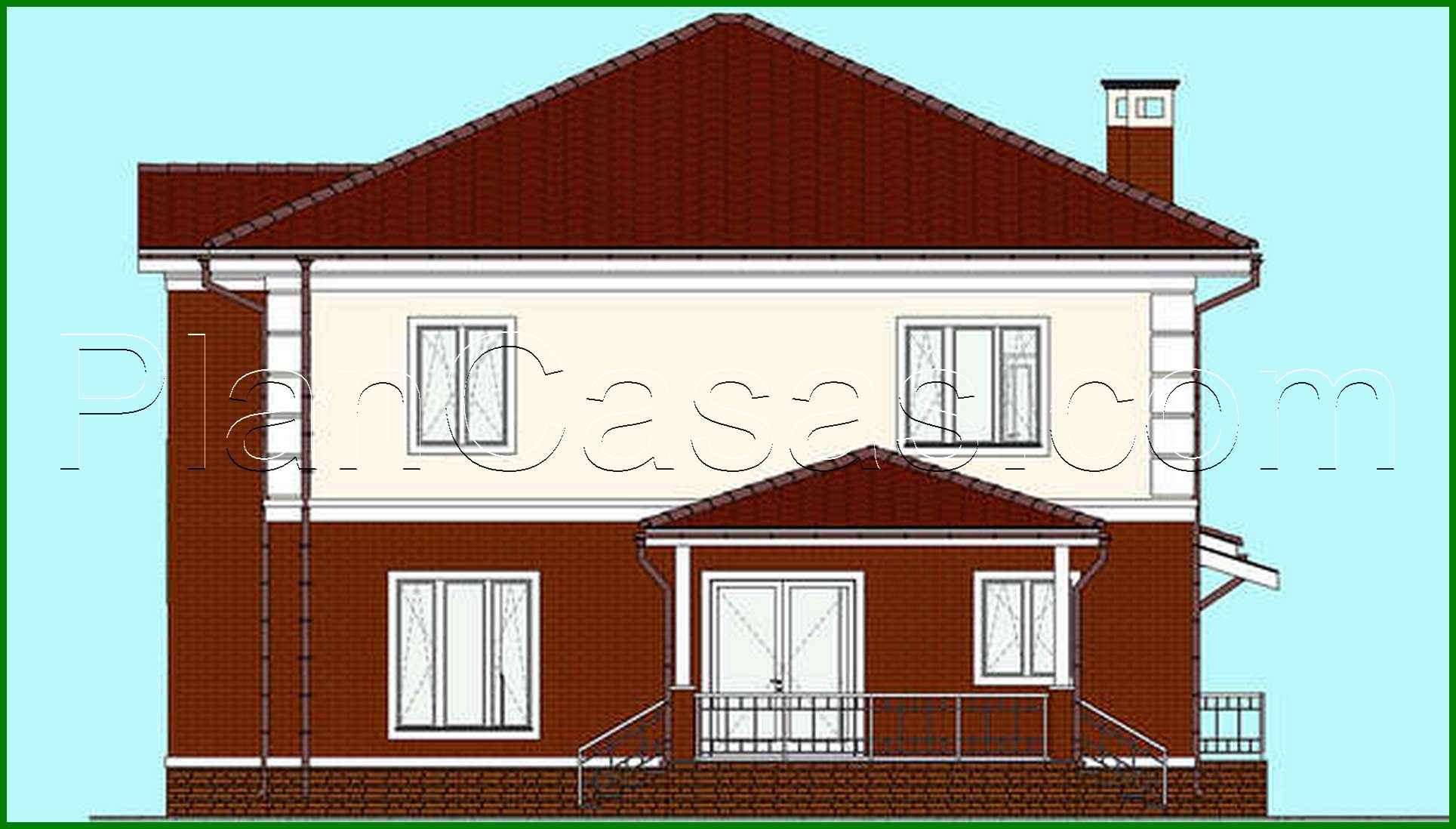 Galería de visualizaciones - Plano de una mansión de dos plantas de 262 m² con garaje para dos vehículos