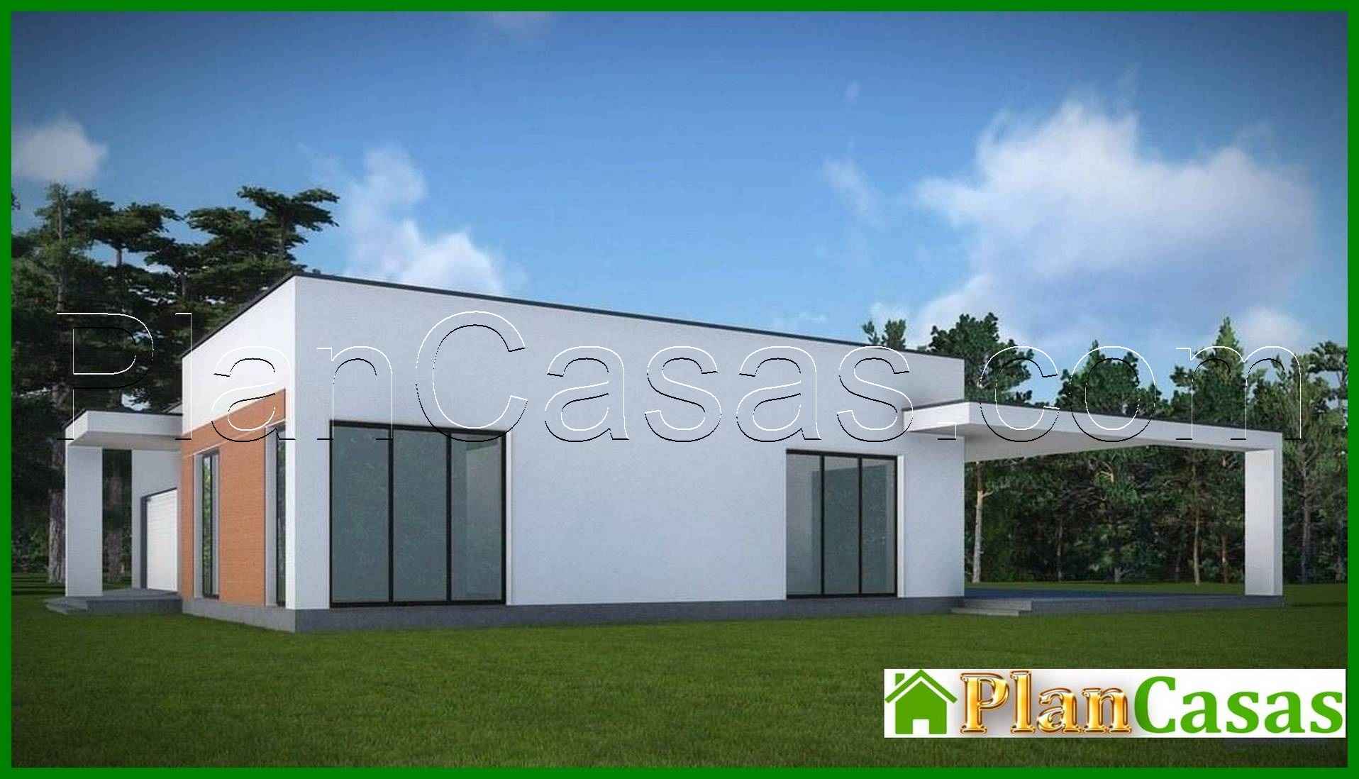 Visualization gallery - Architectural project of a one-story house with a flat roof