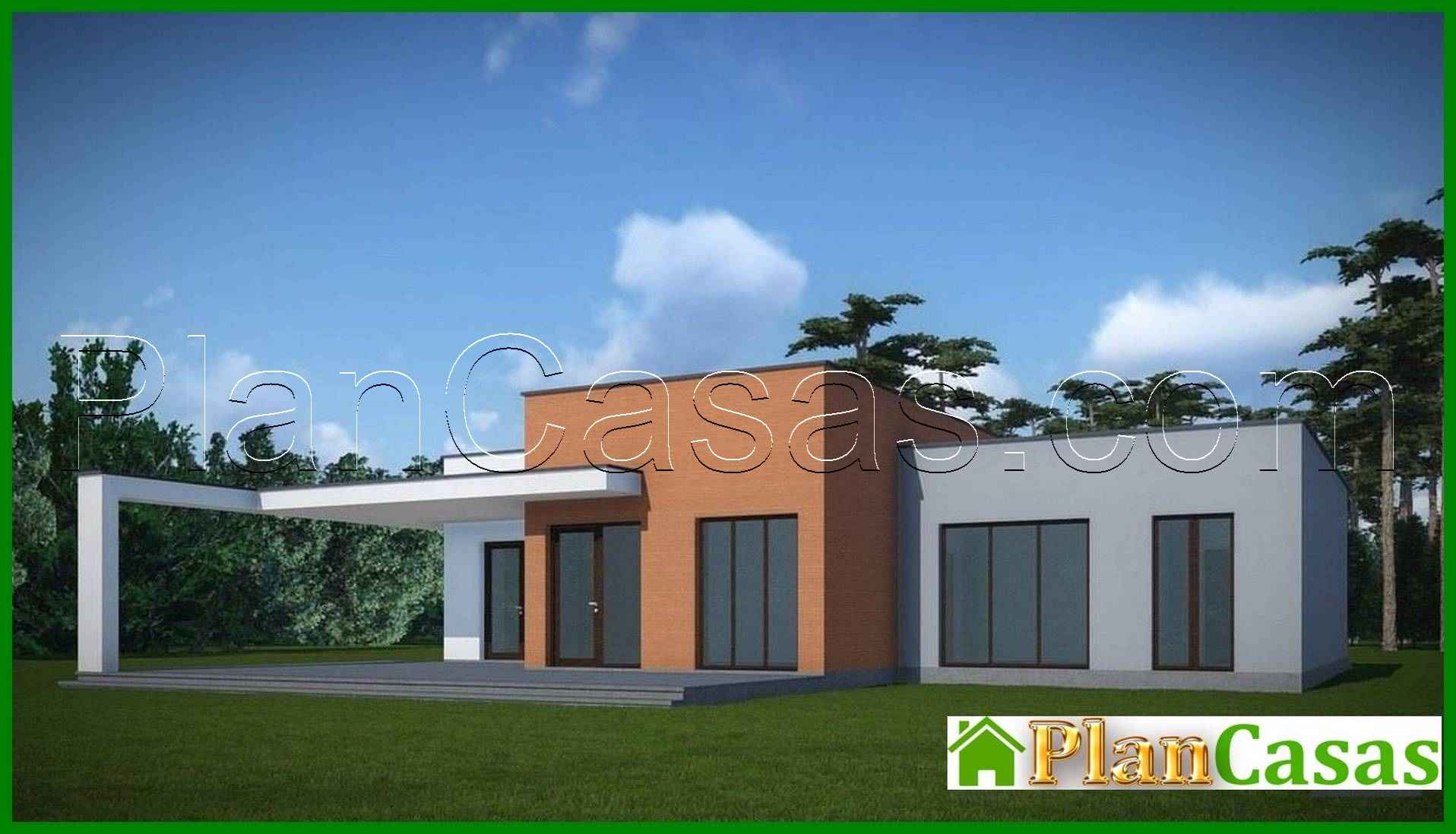 Visualization gallery - Architectural project of a one-story house with a flat roof