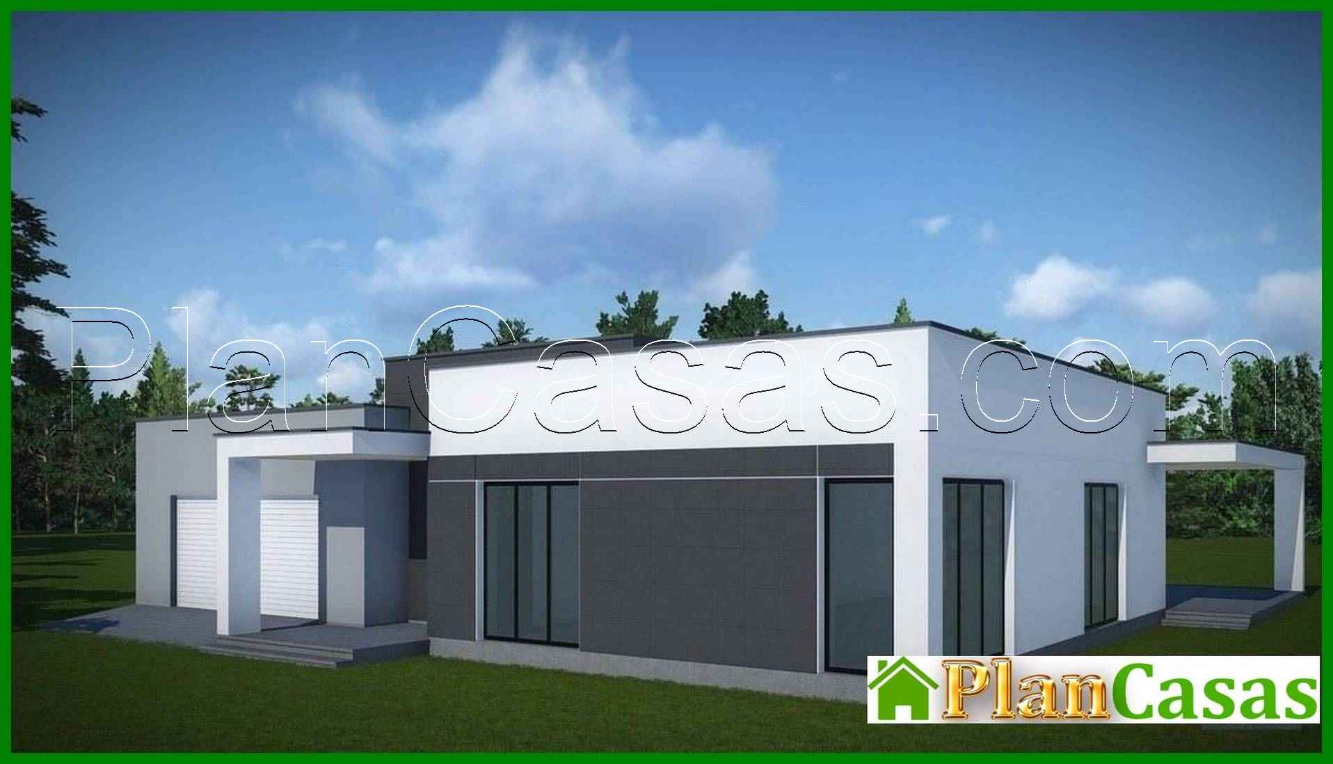 Visualization gallery - Architectural project of a one-story house with a flat roof