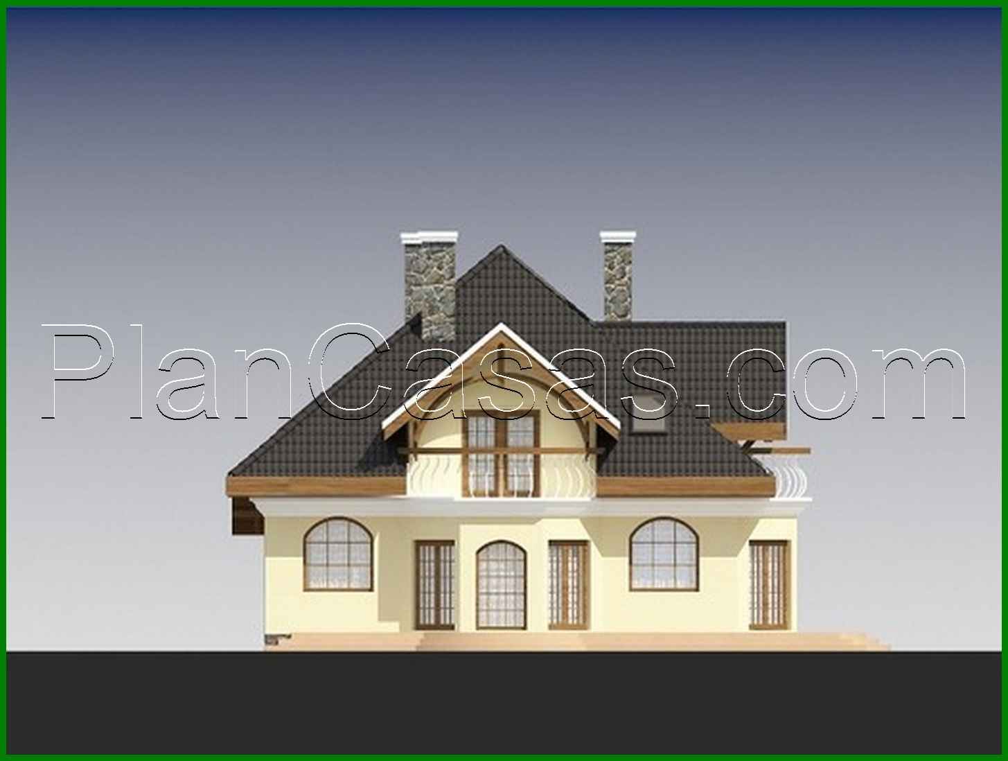 Visualization gallery - Classic beautiful cottage with a cute balcony