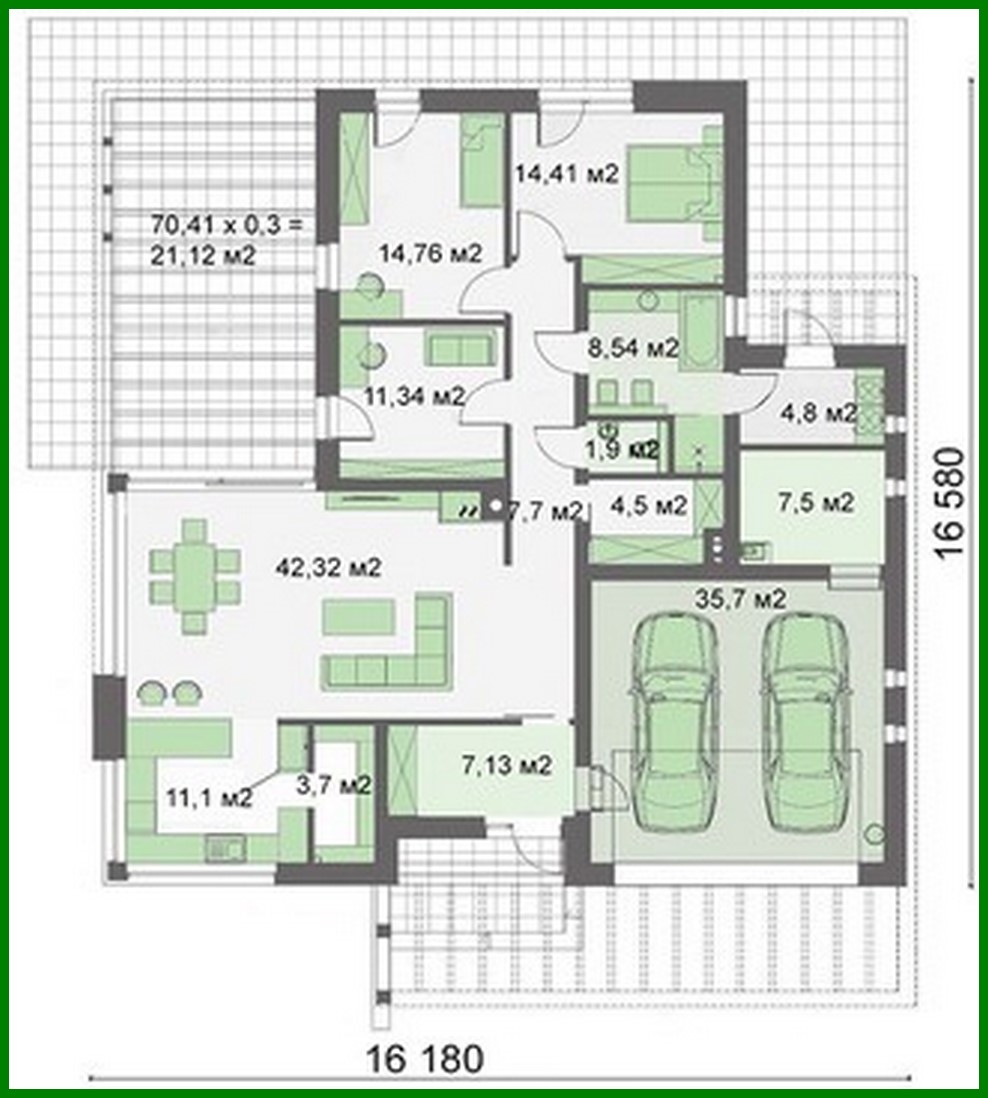 Visualization gallery - One-story stylish cottage with a spacious living room