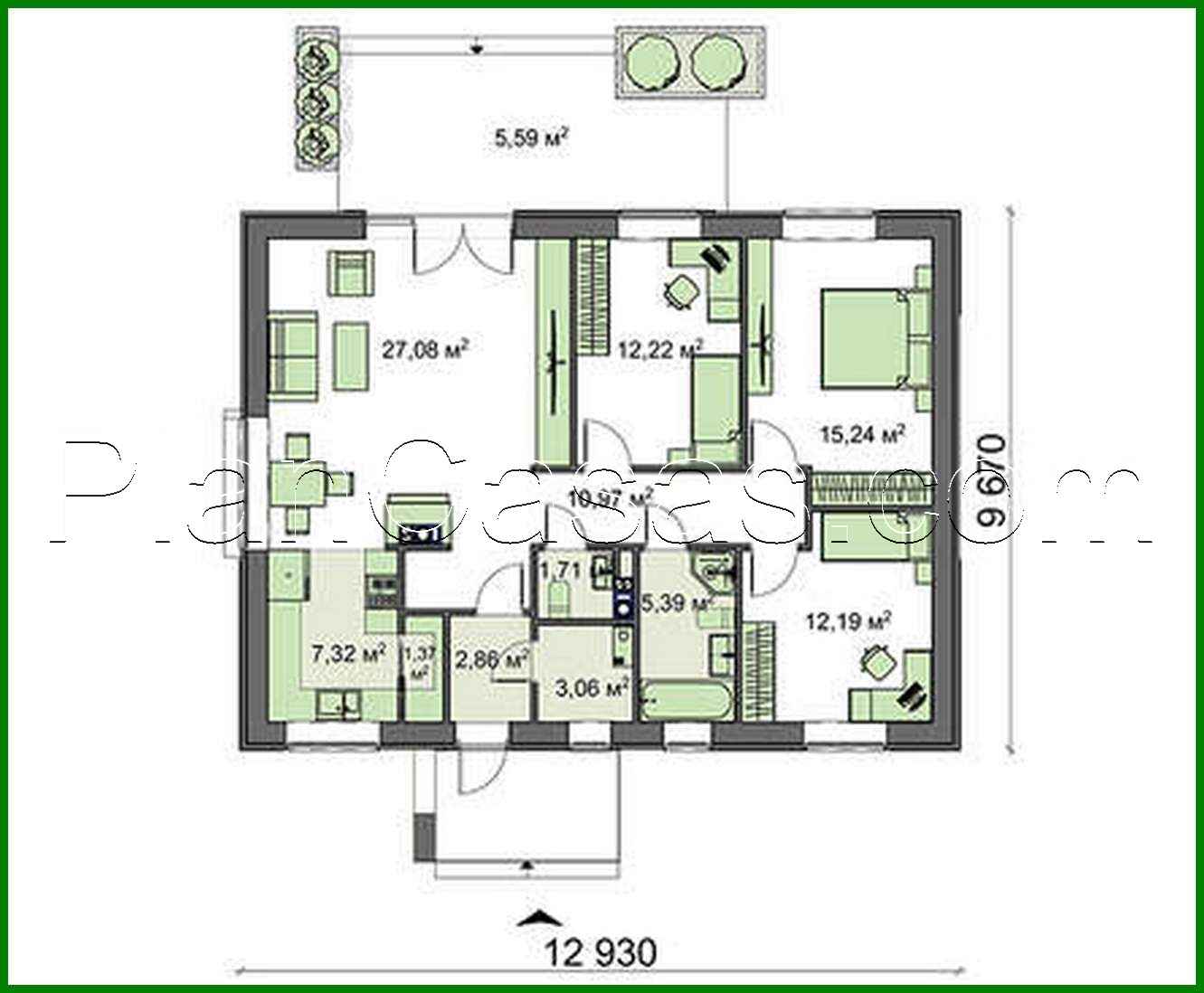 Visualization gallery - One-storey manor of rectangular shape 13 by 10