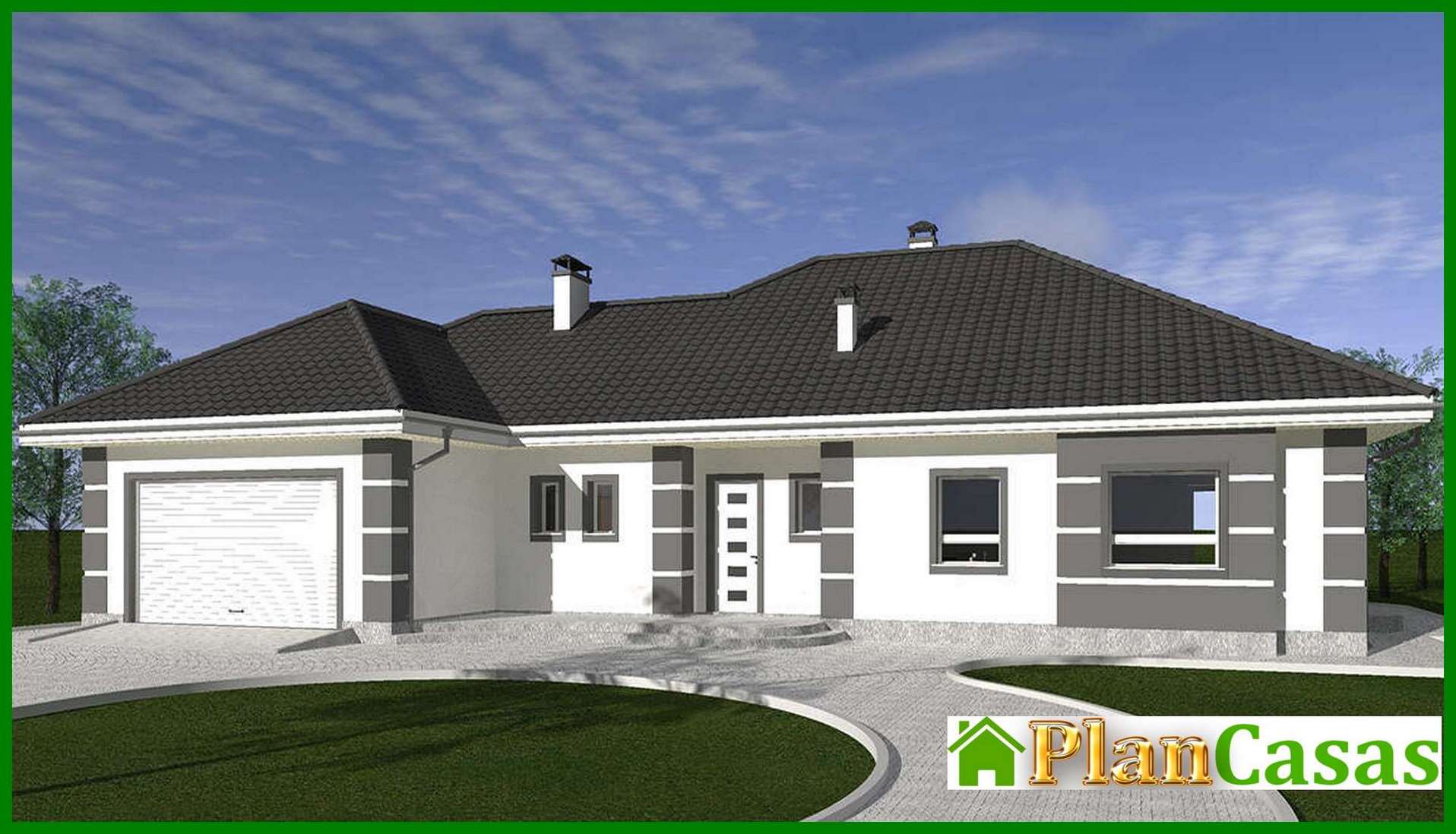 The project of a one-story cottage for 3 bedrooms with an area of 233 square meters. m house plan