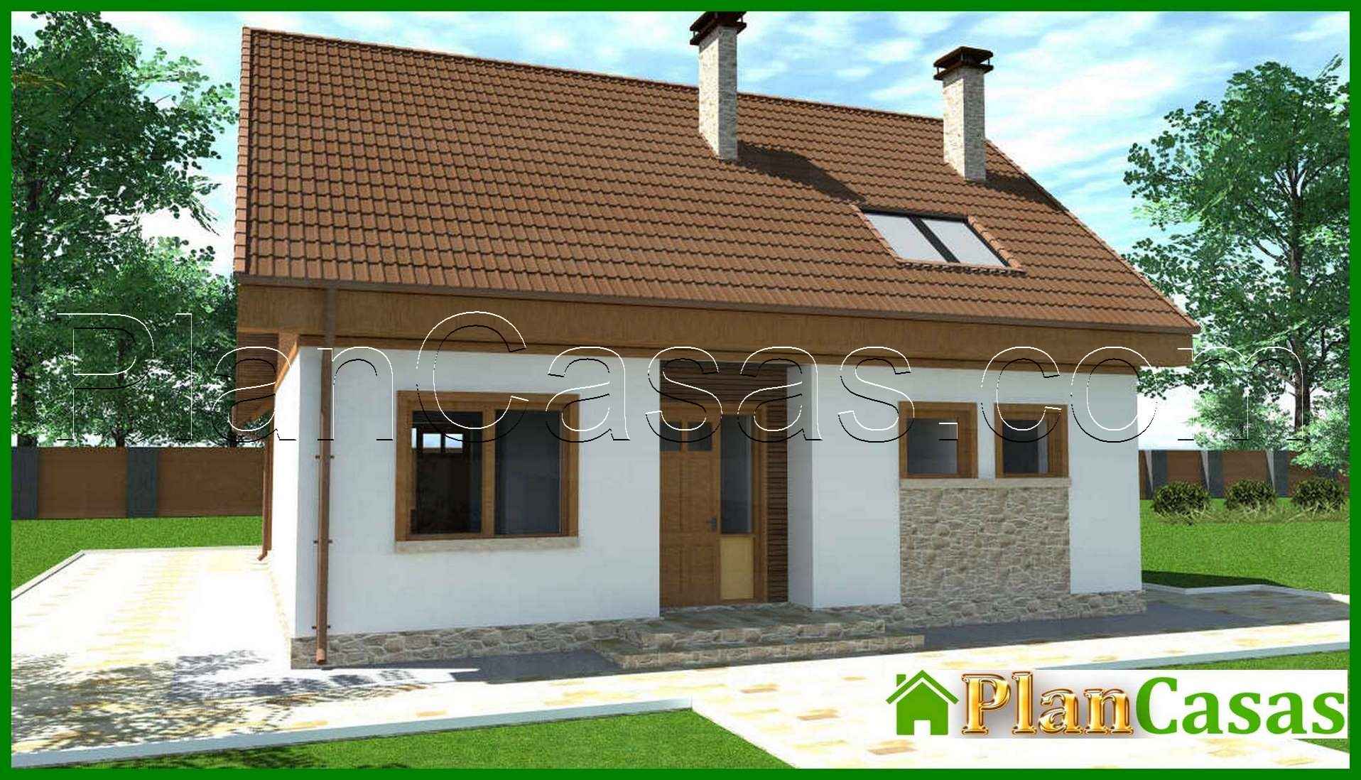Plan of a compact European-style house with an area of 147 square meters. m, decorated with natural stone house plan