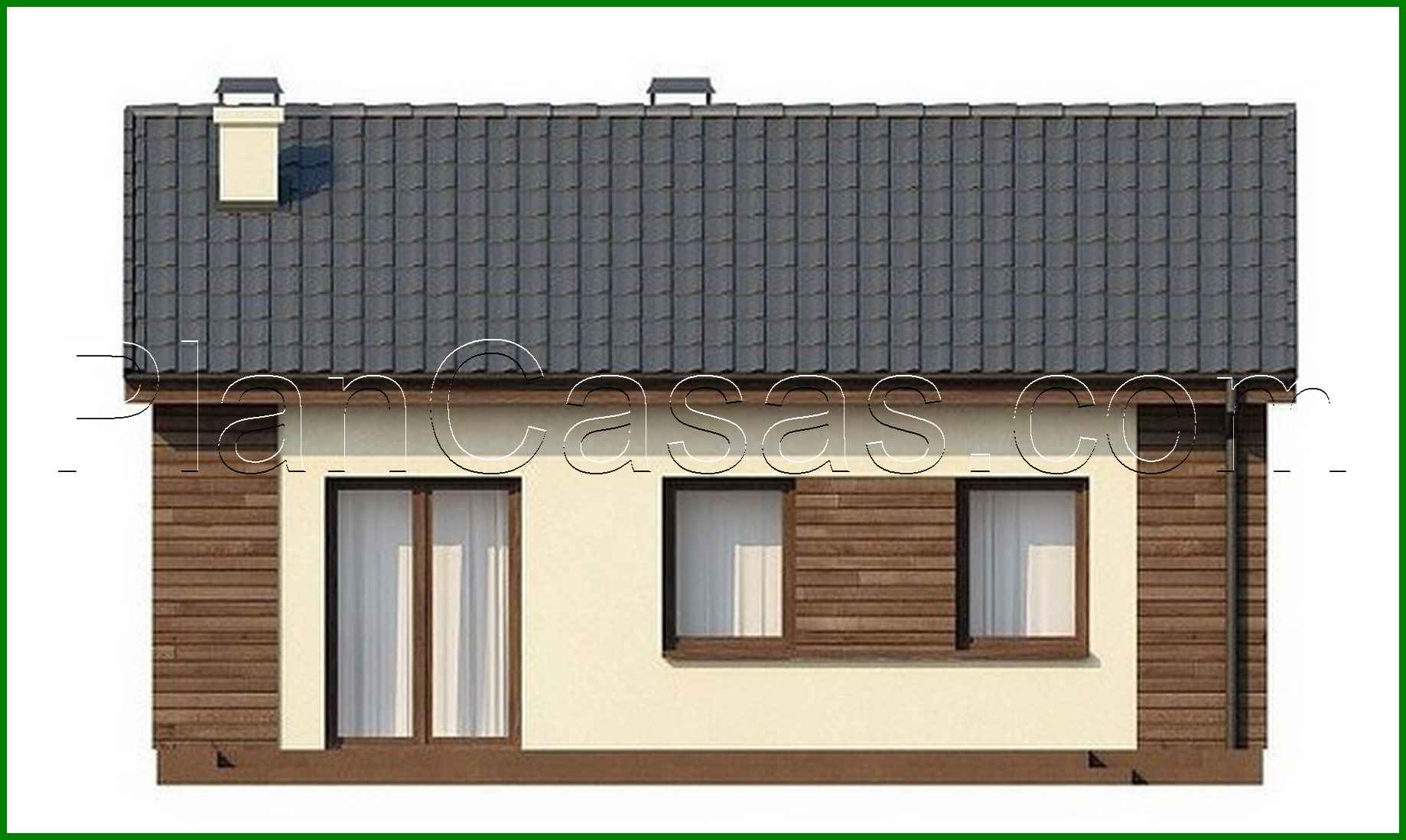 Visualization gallery - The project of a small one-story economical house with a gable roof