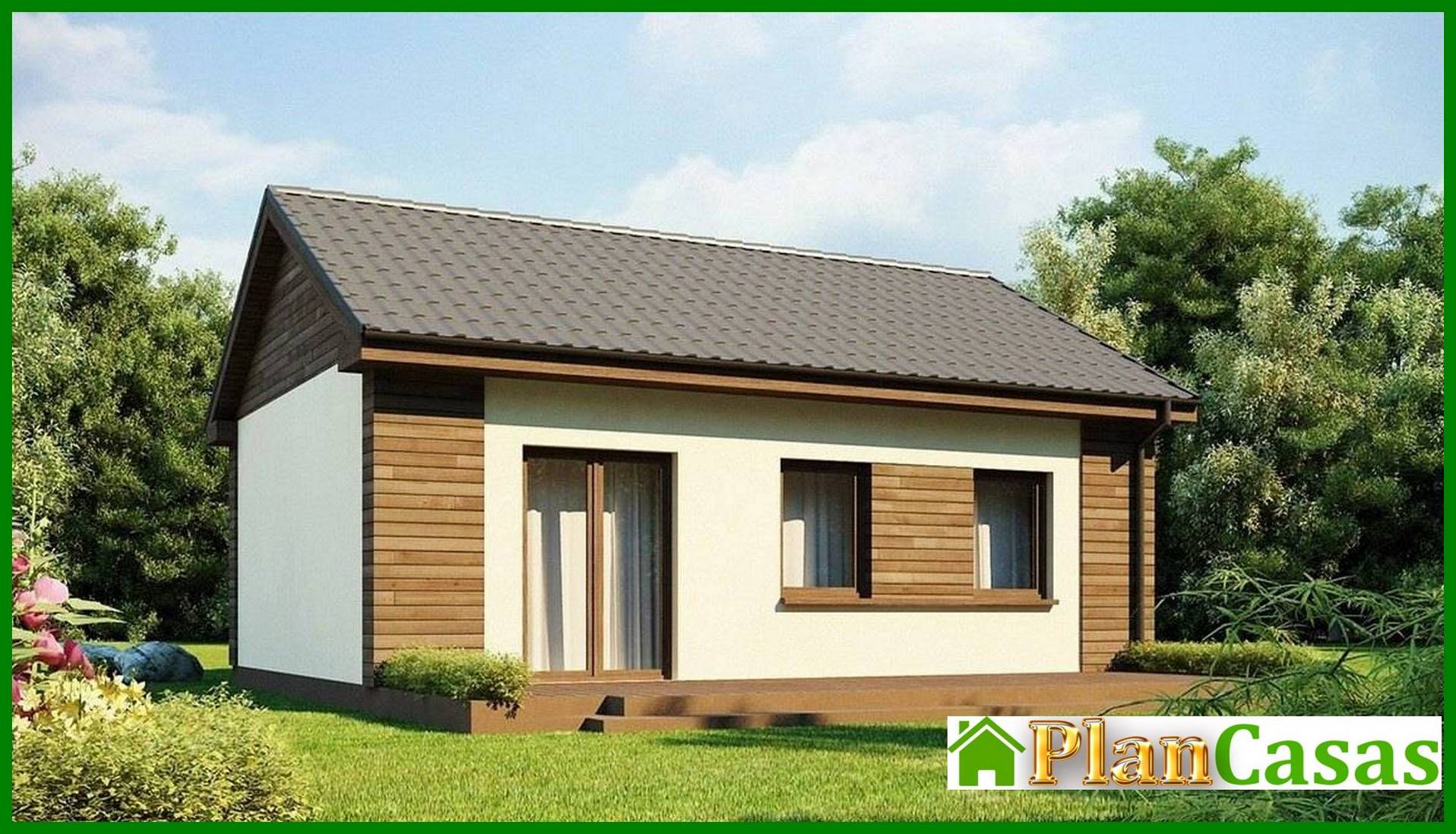 Visualization gallery - The project of a small one-story economical house with a gable roof