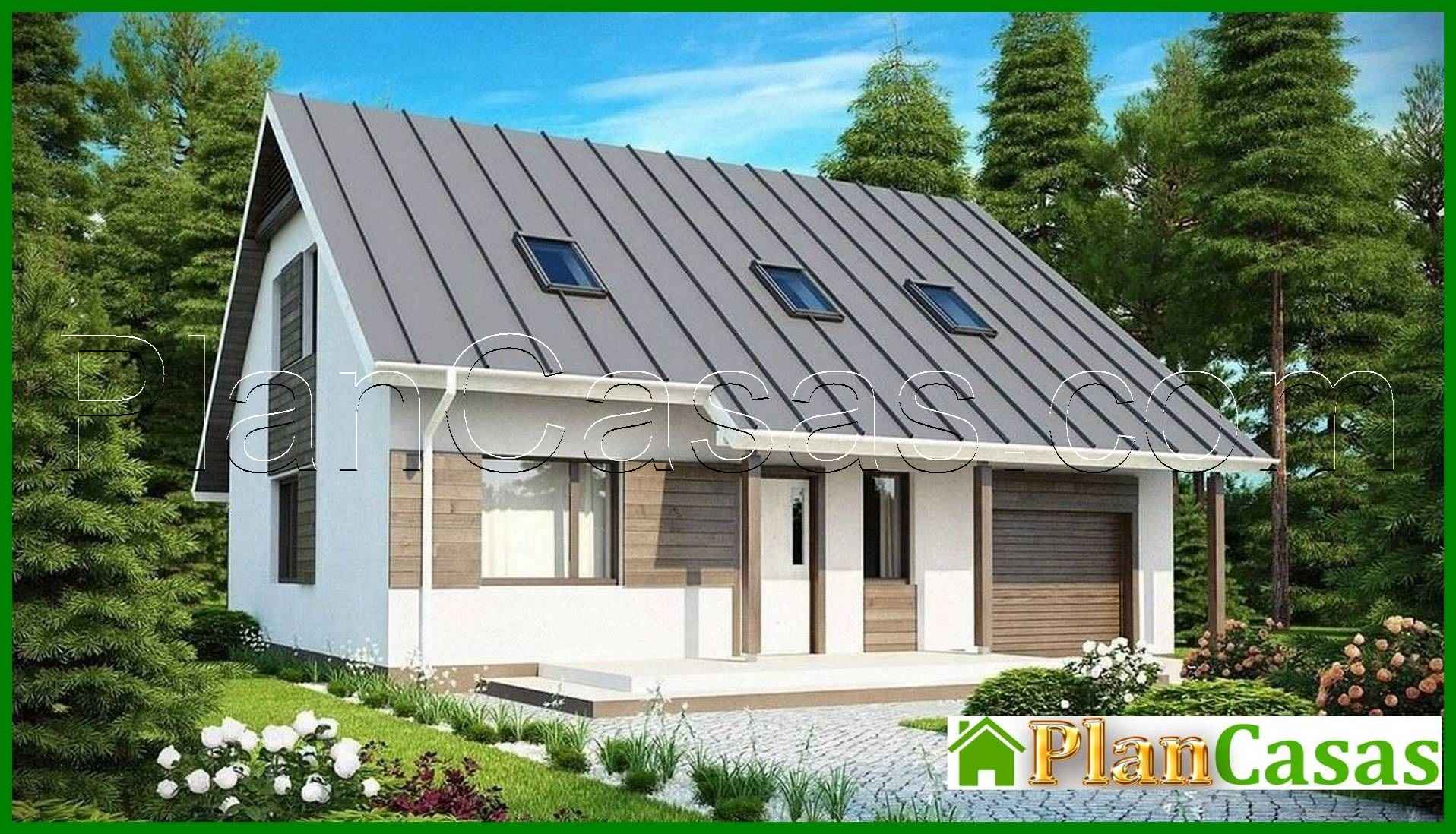 Project of a cute cottage with a built-in garage for one car house plan