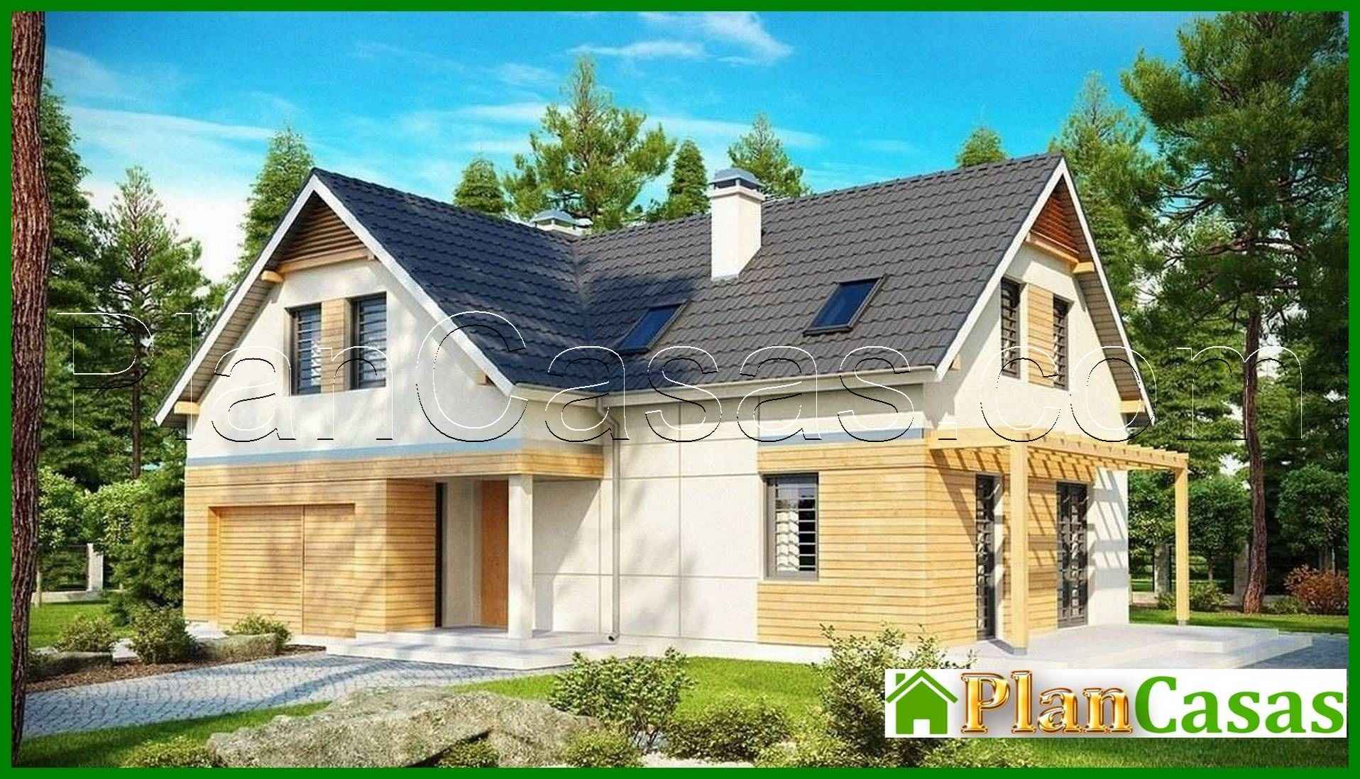 Visualization gallery - A project of a bright comfortable country cottage with an attic and a garage