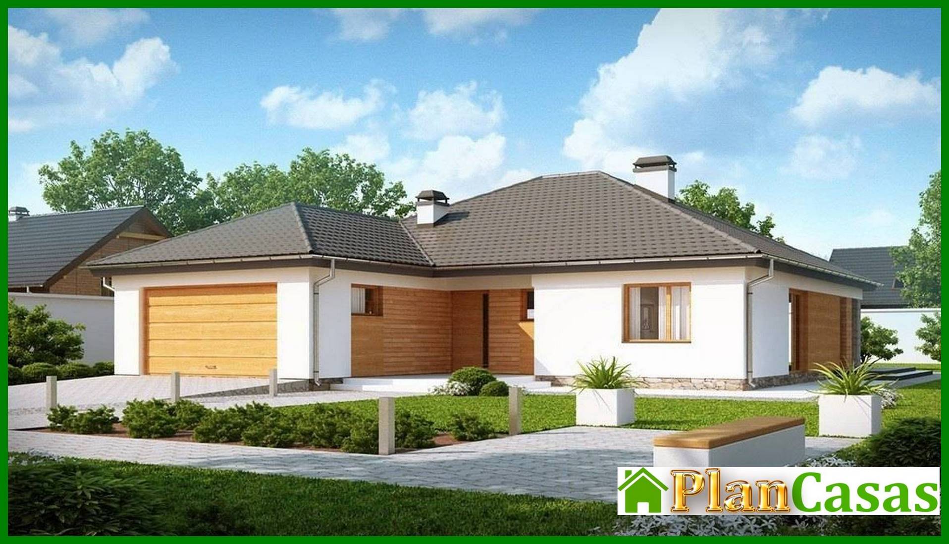 House project with frontal garage house plan
