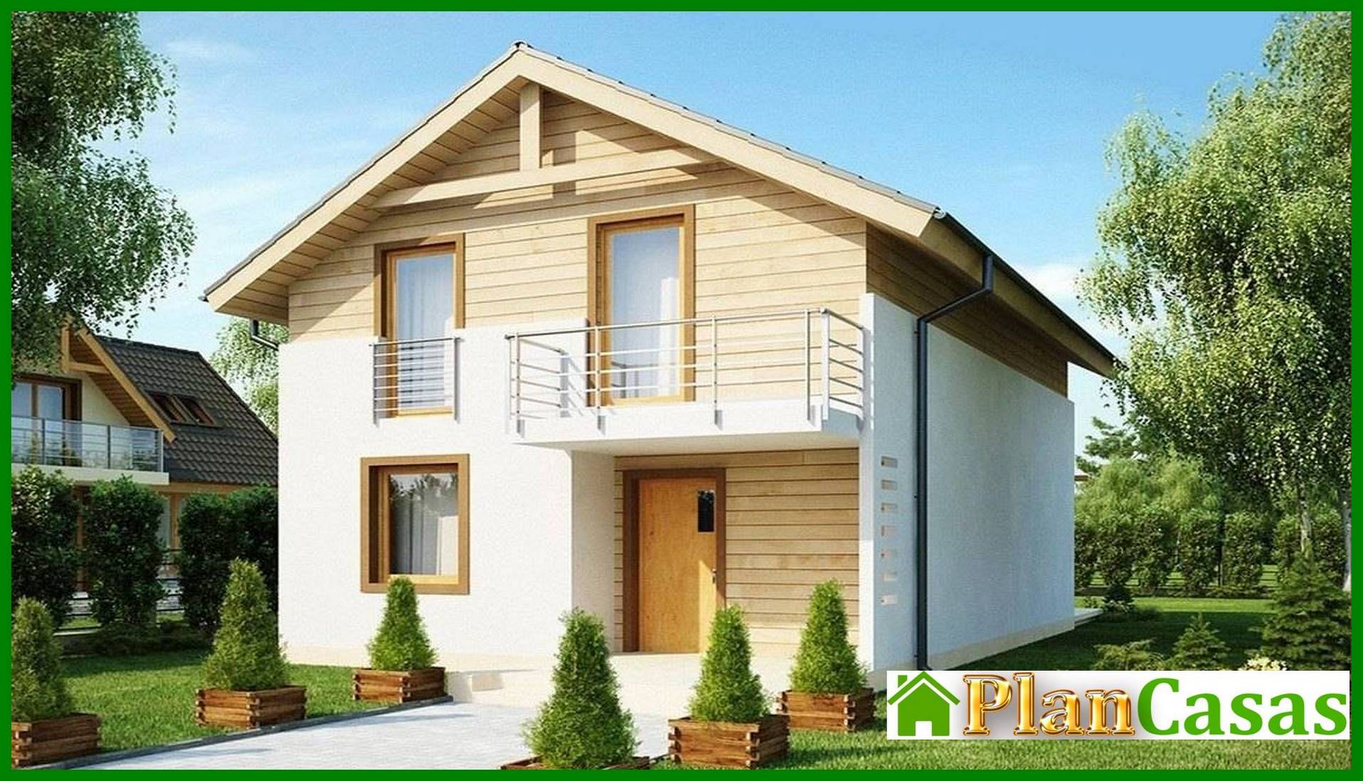 Project of a house with a high attic wall house plan