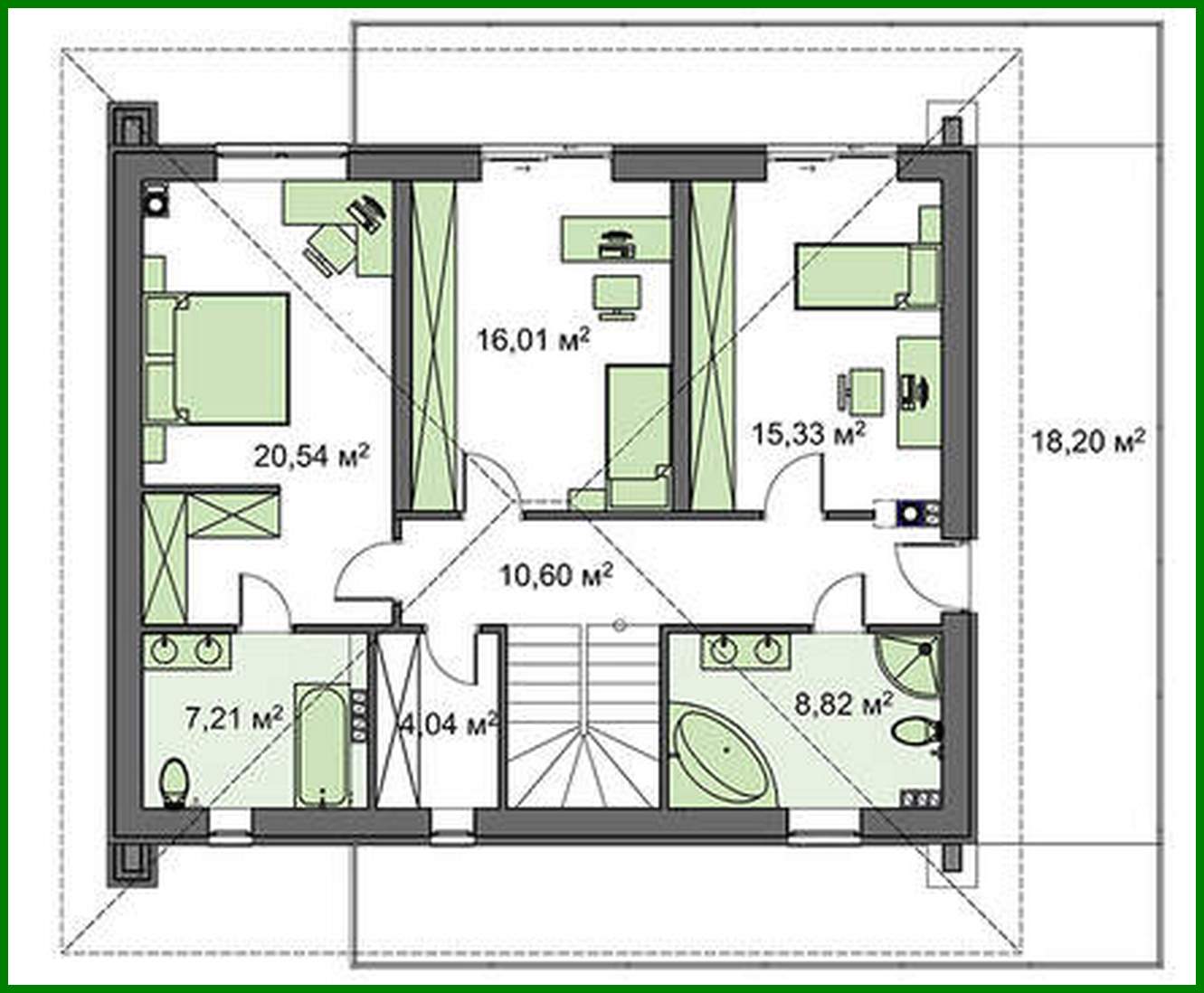 Visualization gallery - The project of a two-story house with large windows