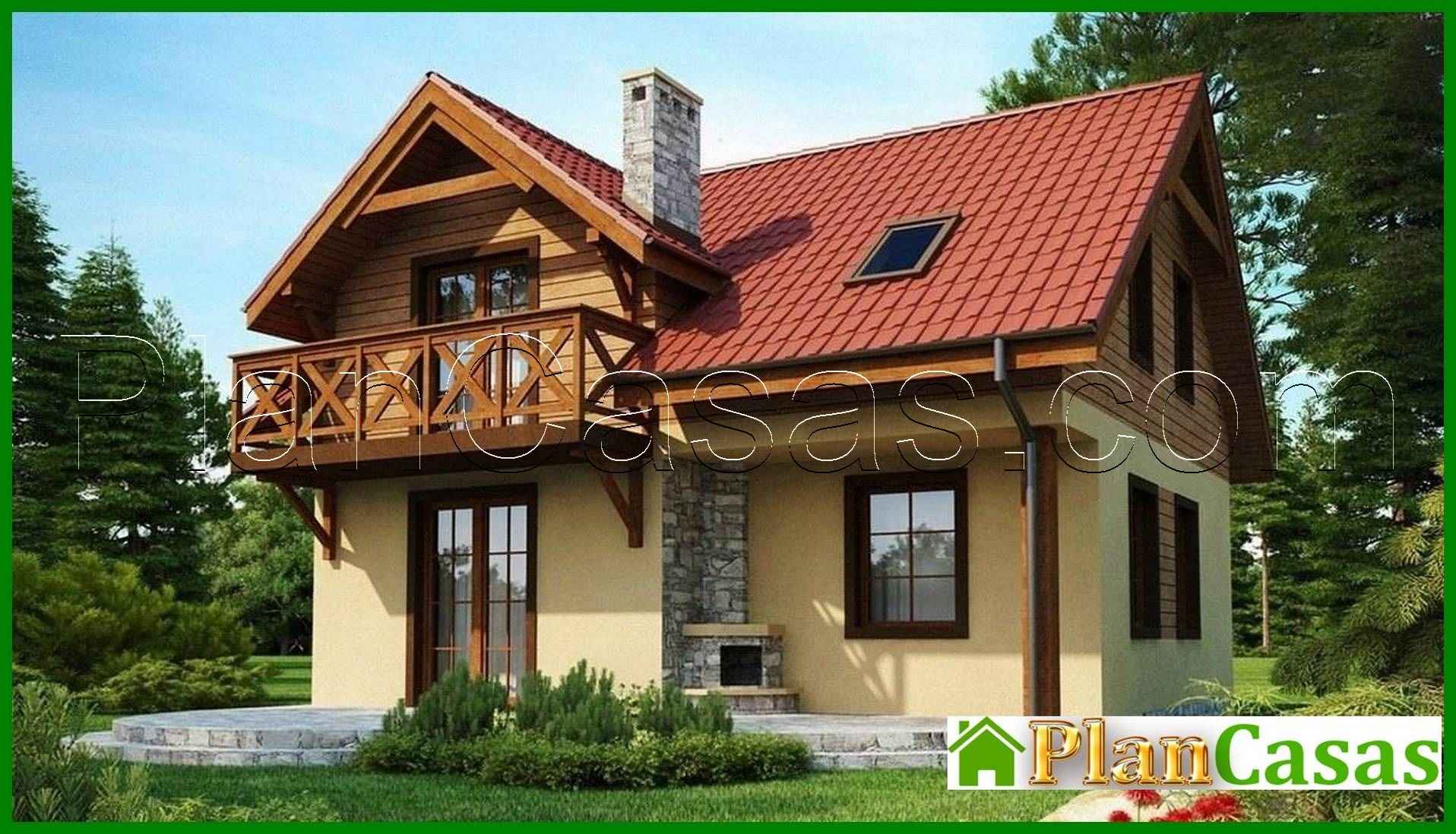 House project with fireplace on the terrace house plan