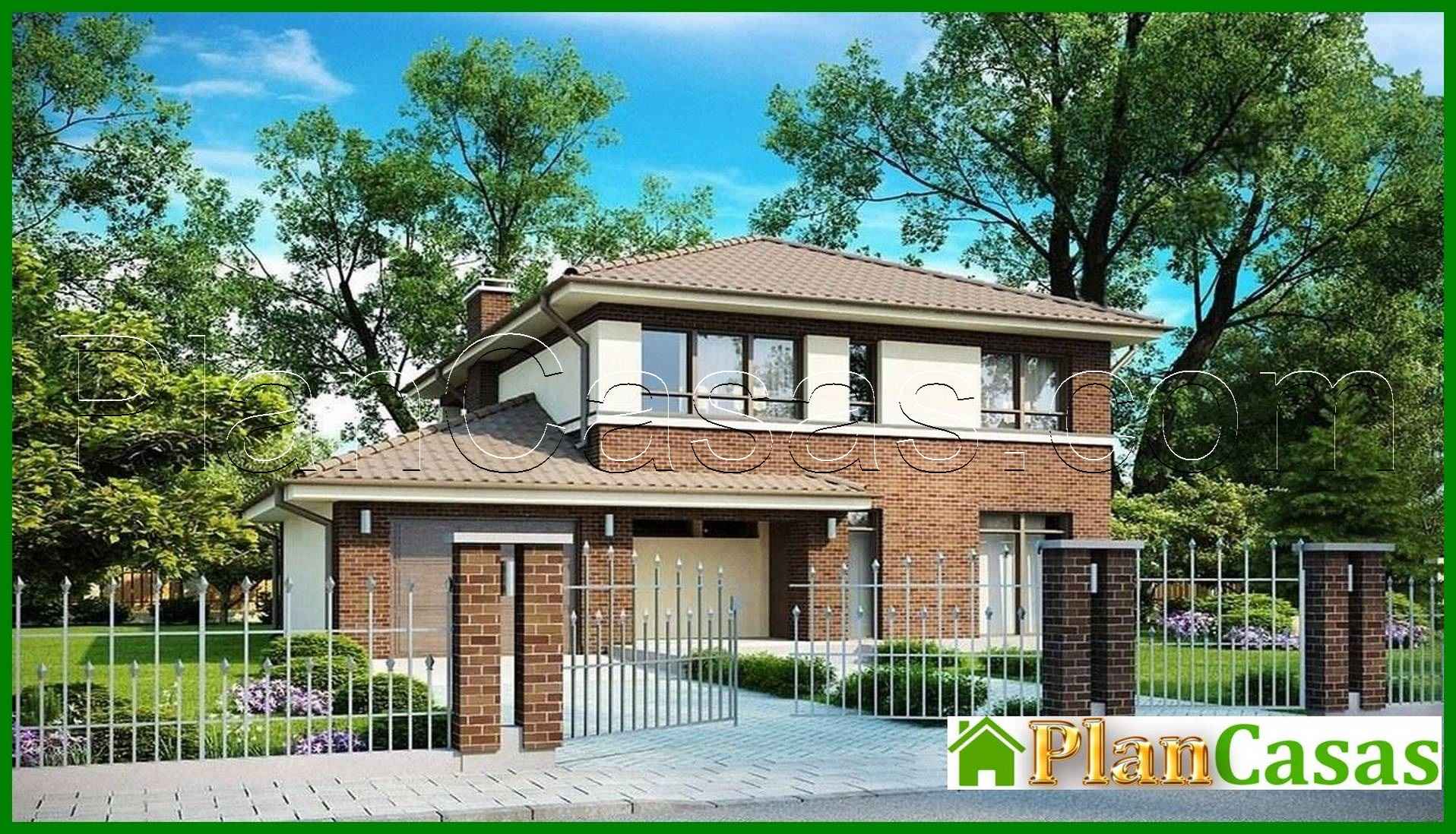 The project of a two-story house with a side garage house plan