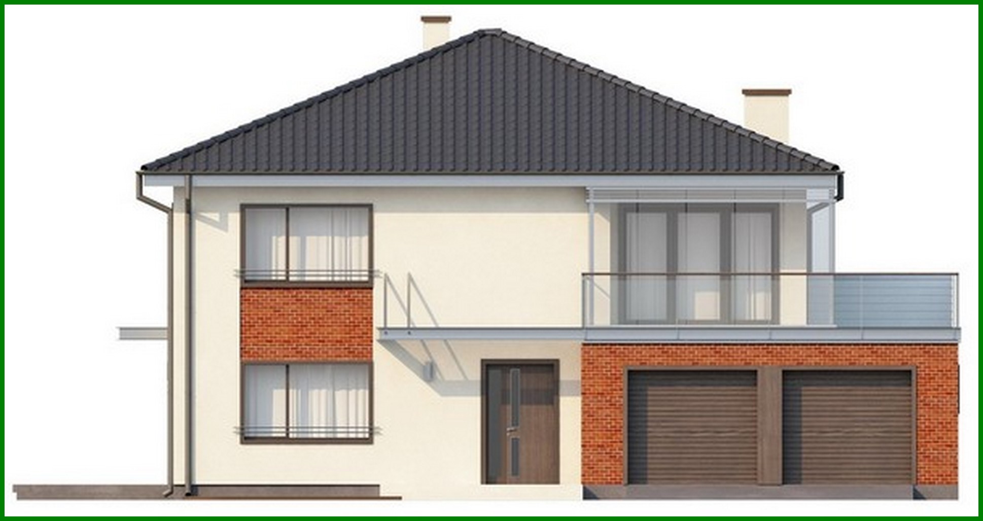 Visualization gallery - Project of a two-story house with a bay window above the garage