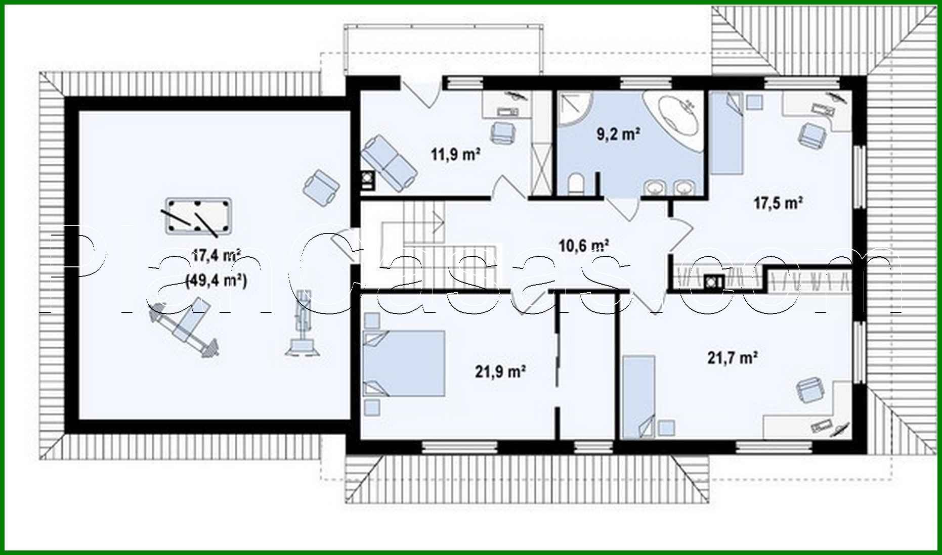 Visualization gallery - The project of a two-story cottage with a garage and a multi-pitch roof