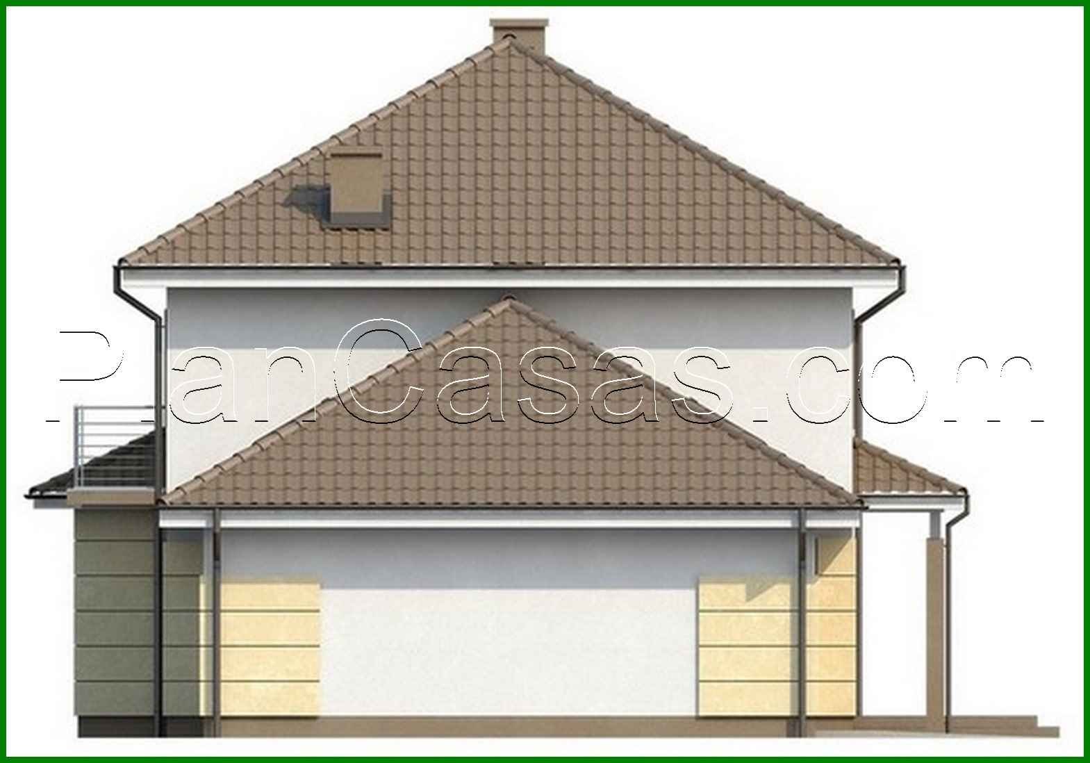 Visualization gallery - The project of a two-story cottage with a garage and a multi-pitch roof