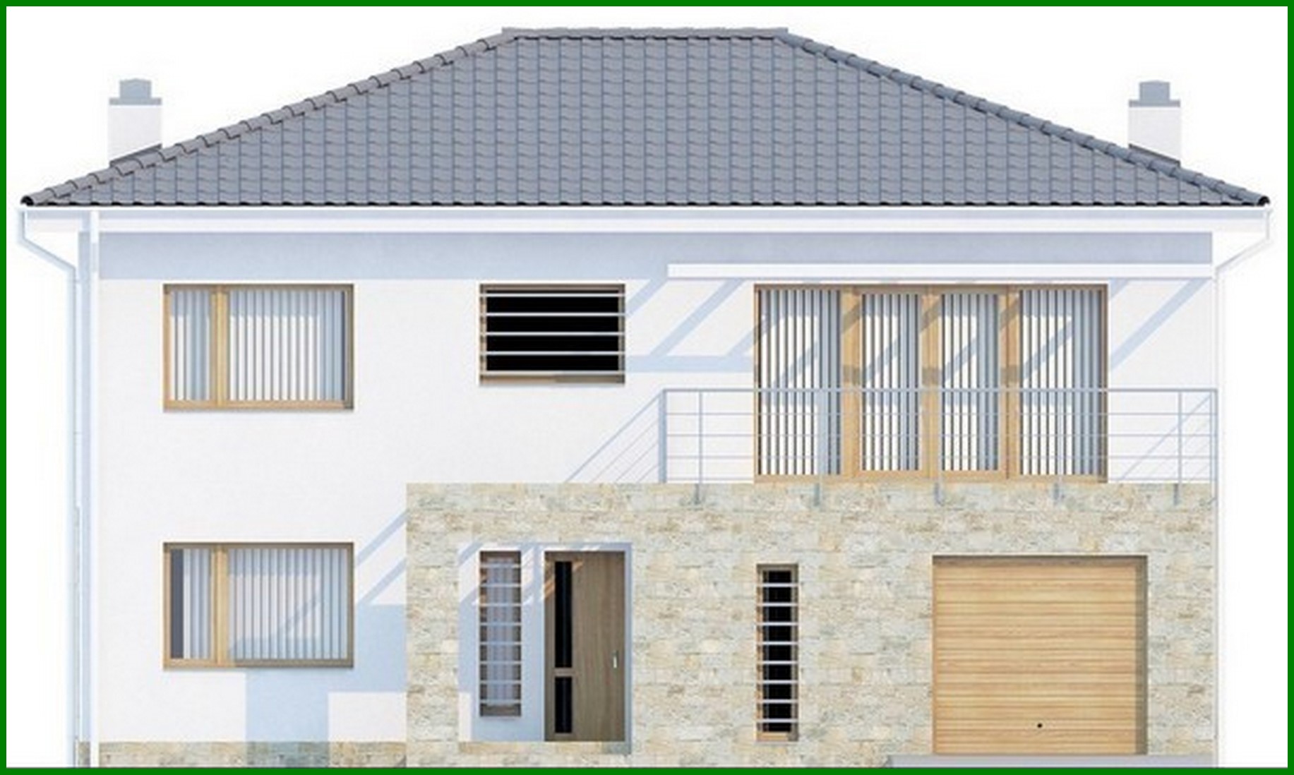 Visualization gallery - The project of a two-story cottage with a garage for one car