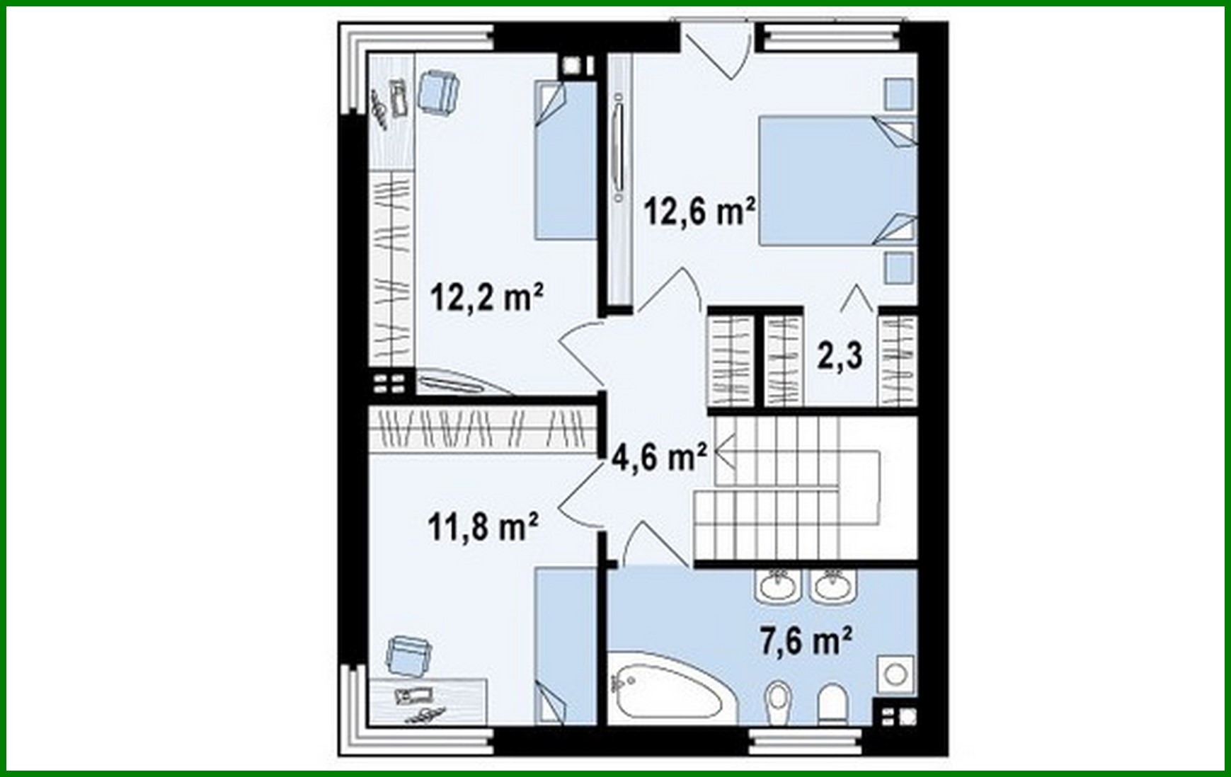 Visualization gallery - The project of a small cottage with three comfortable bedrooms