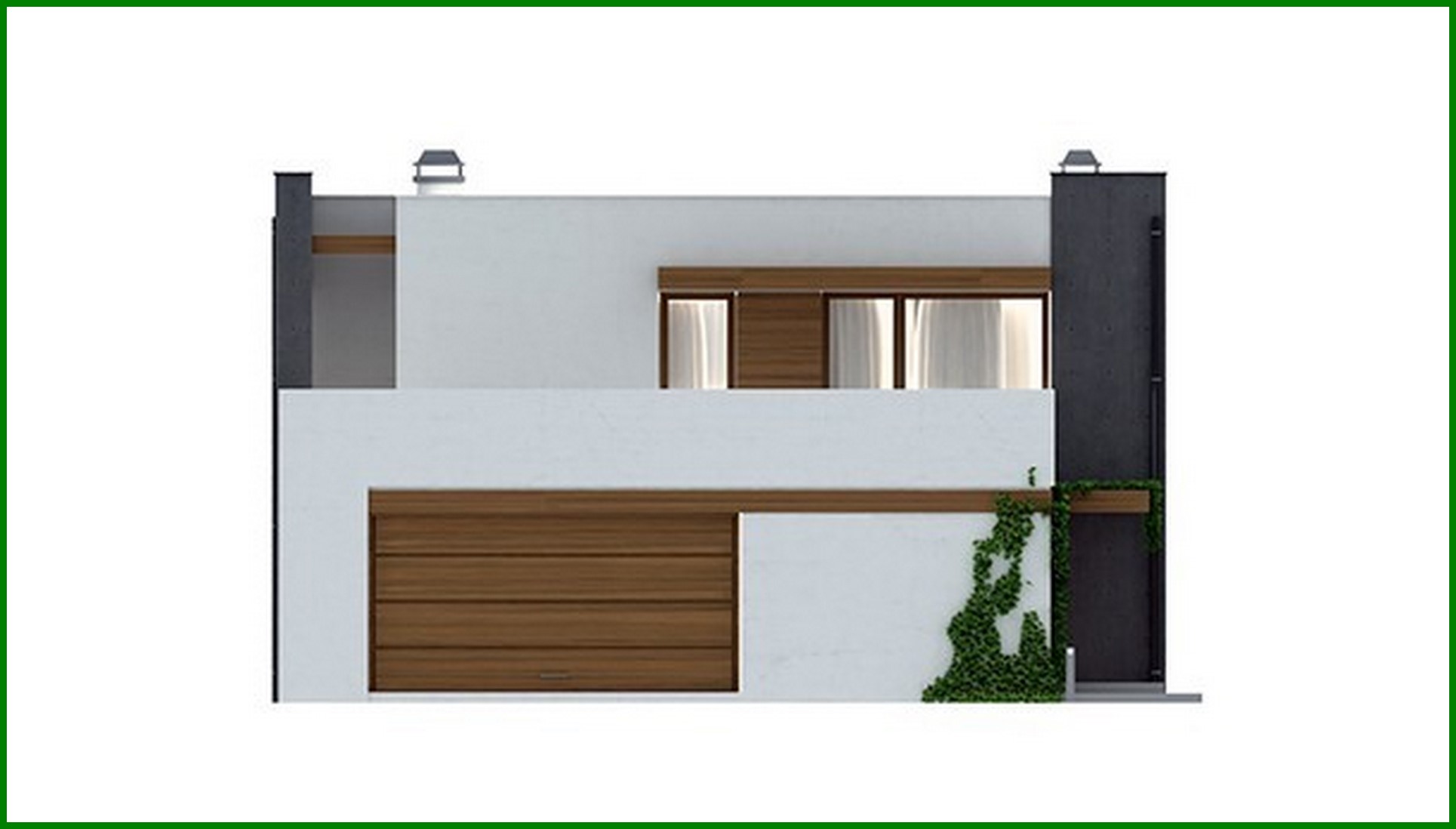 Visualization gallery - Project of a modern cottage with a terrace and a garage for 2 cars