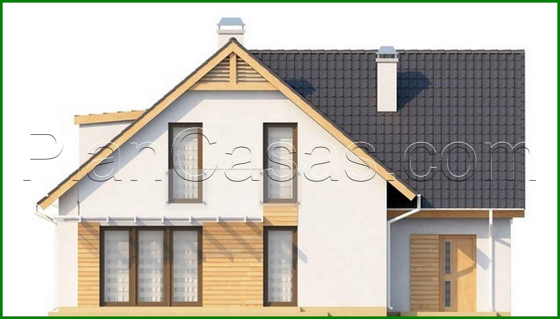 Visualization gallery - Project of a cottage with skylights and frontal garage