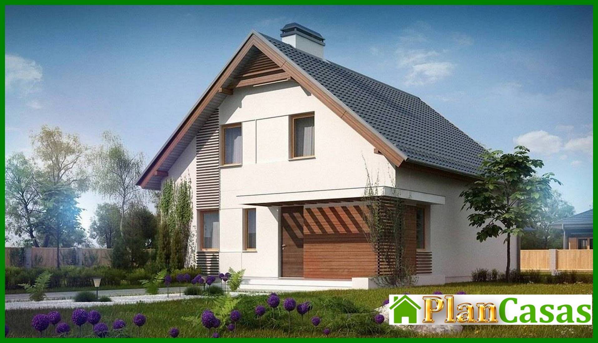 House project with attic and bay window house plan