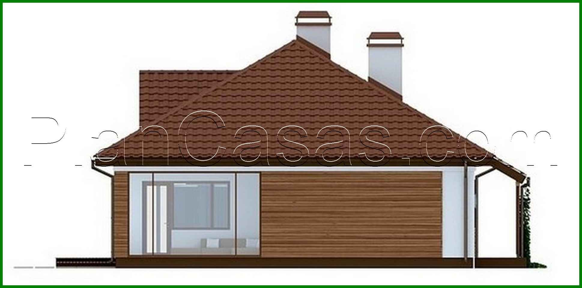 Visualization gallery - One-storey cottage project with a greenhouse and a terrace