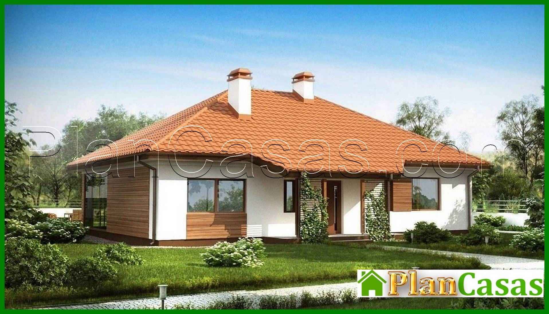 One-storey cottage project with a greenhouse and a terrace house plan
