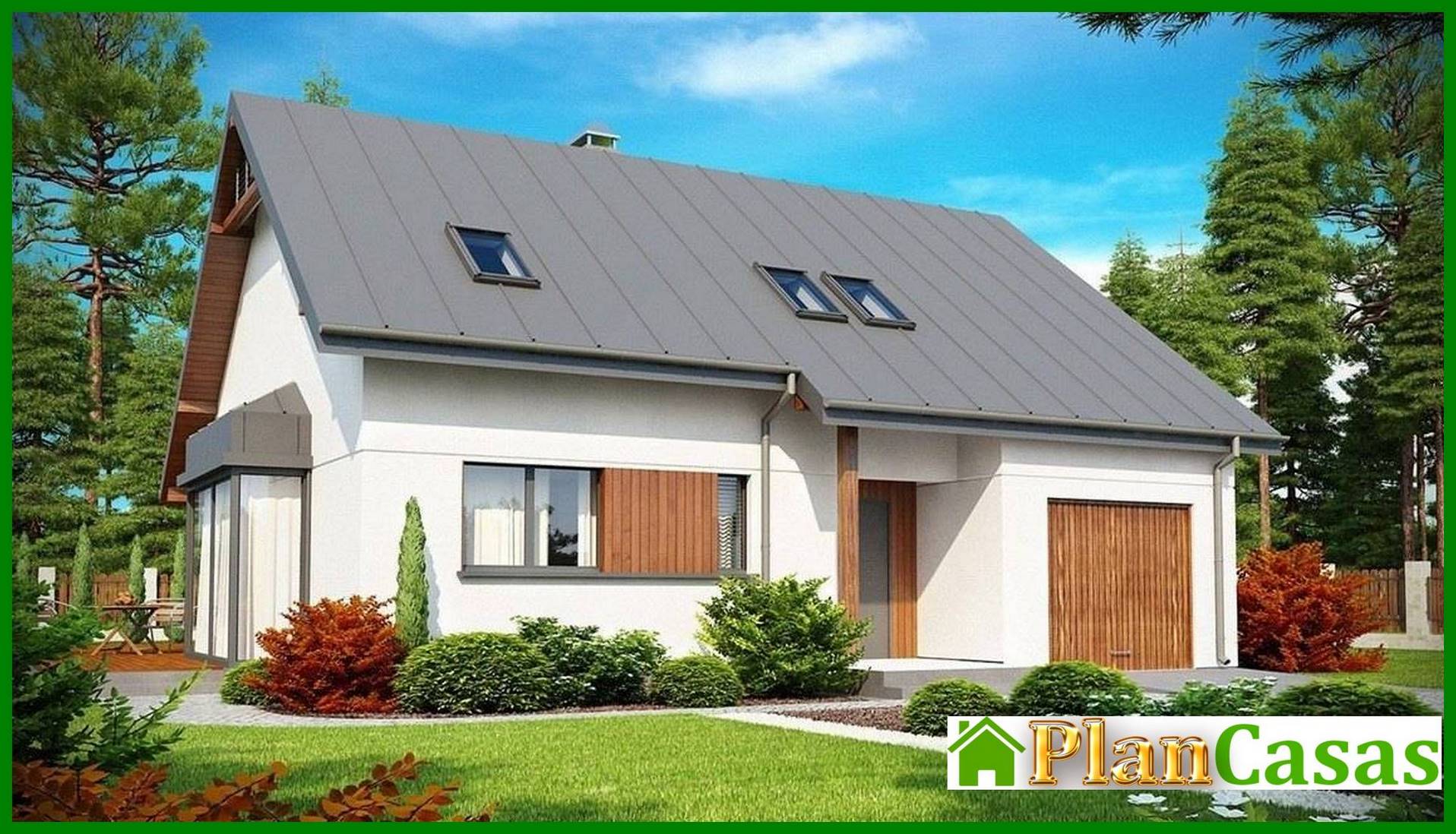 Visualization gallery - Cottage project with an attic, a garage, an office on the ground floor and a bay window