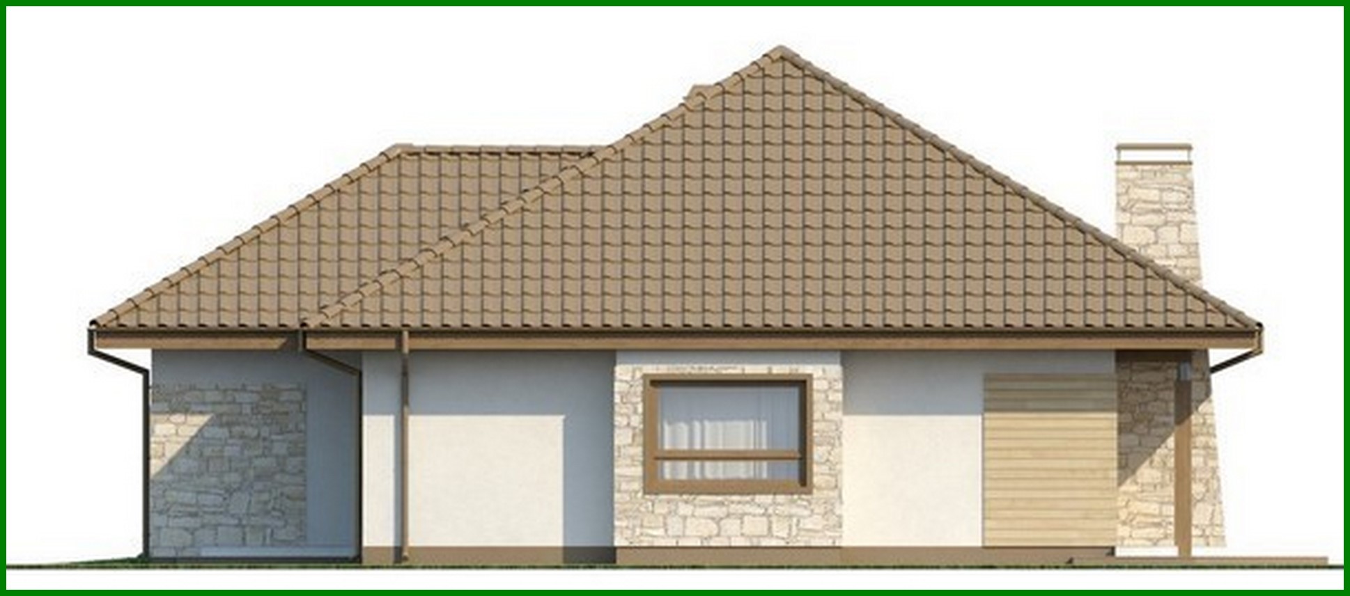 Visualization gallery - The project of a one-story cottage with a garage and an attic