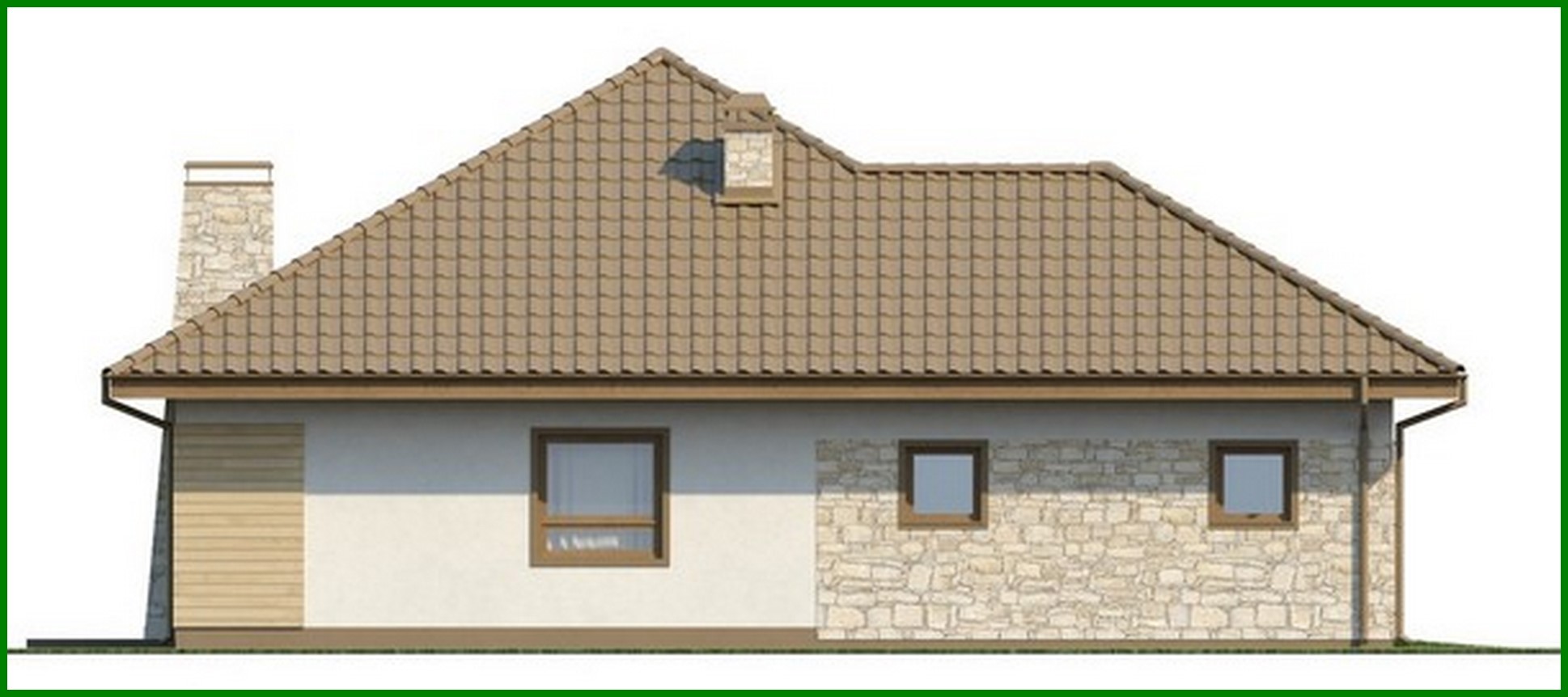 Visualization gallery - The project of a one-story cottage with a garage and an attic